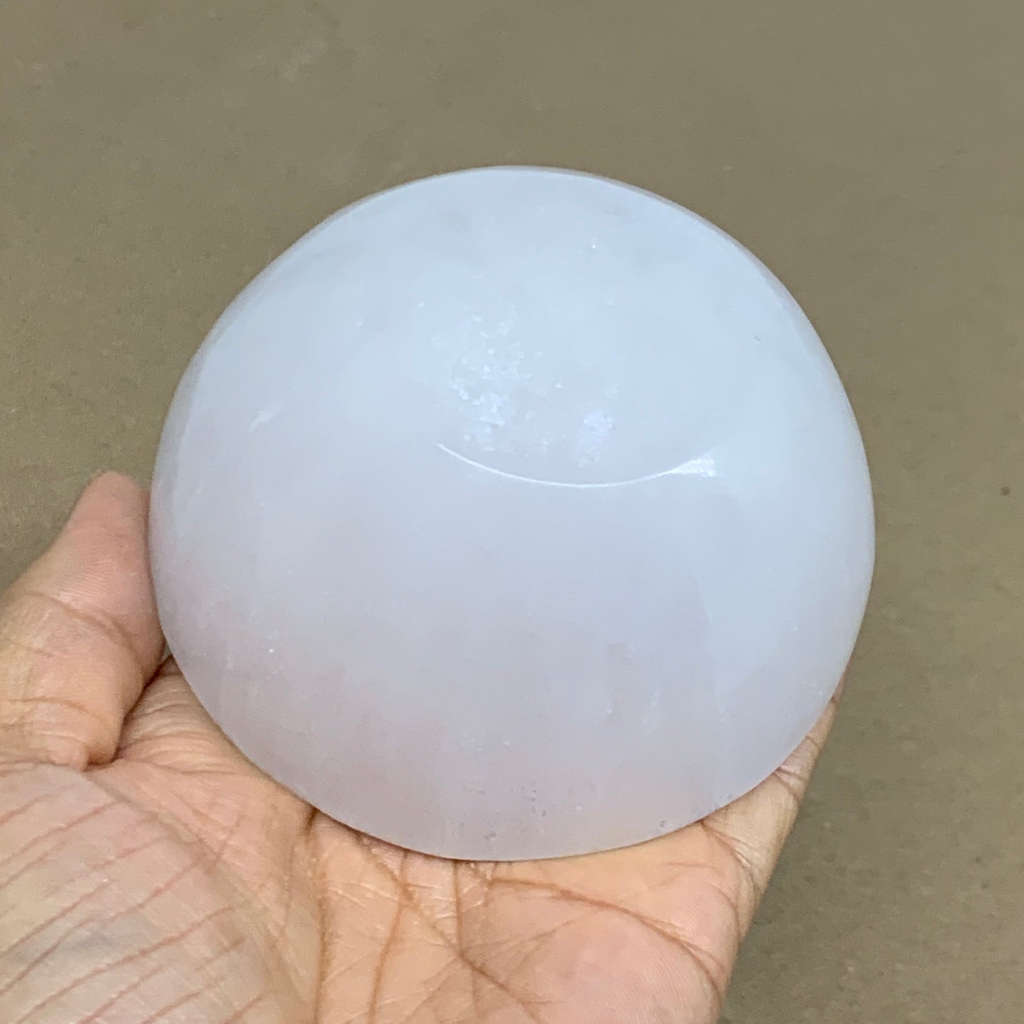 0.8 lbs, 3.3" Natural Round Selenite Bowl Crystals from Morocco, B35934