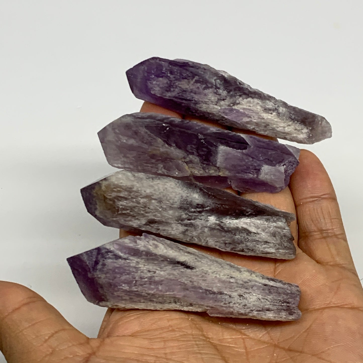 129.8g, 2.6" - 2.9", 4pcs, Amethyst Point Polished Rough lower part @Brazil, B28