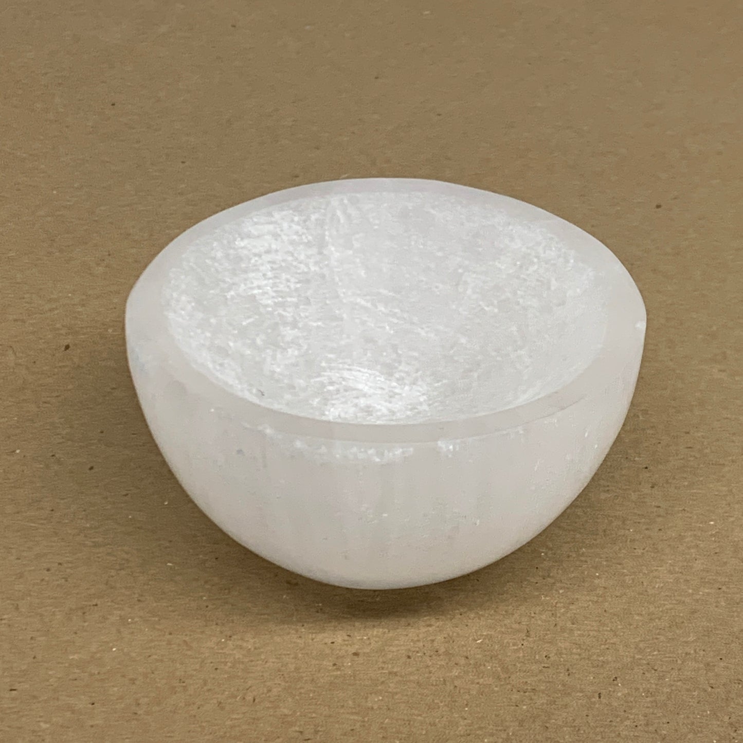 0.8 lbs, 3.3" Natural Round Selenite Bowl Crystals from Morocco, B35934