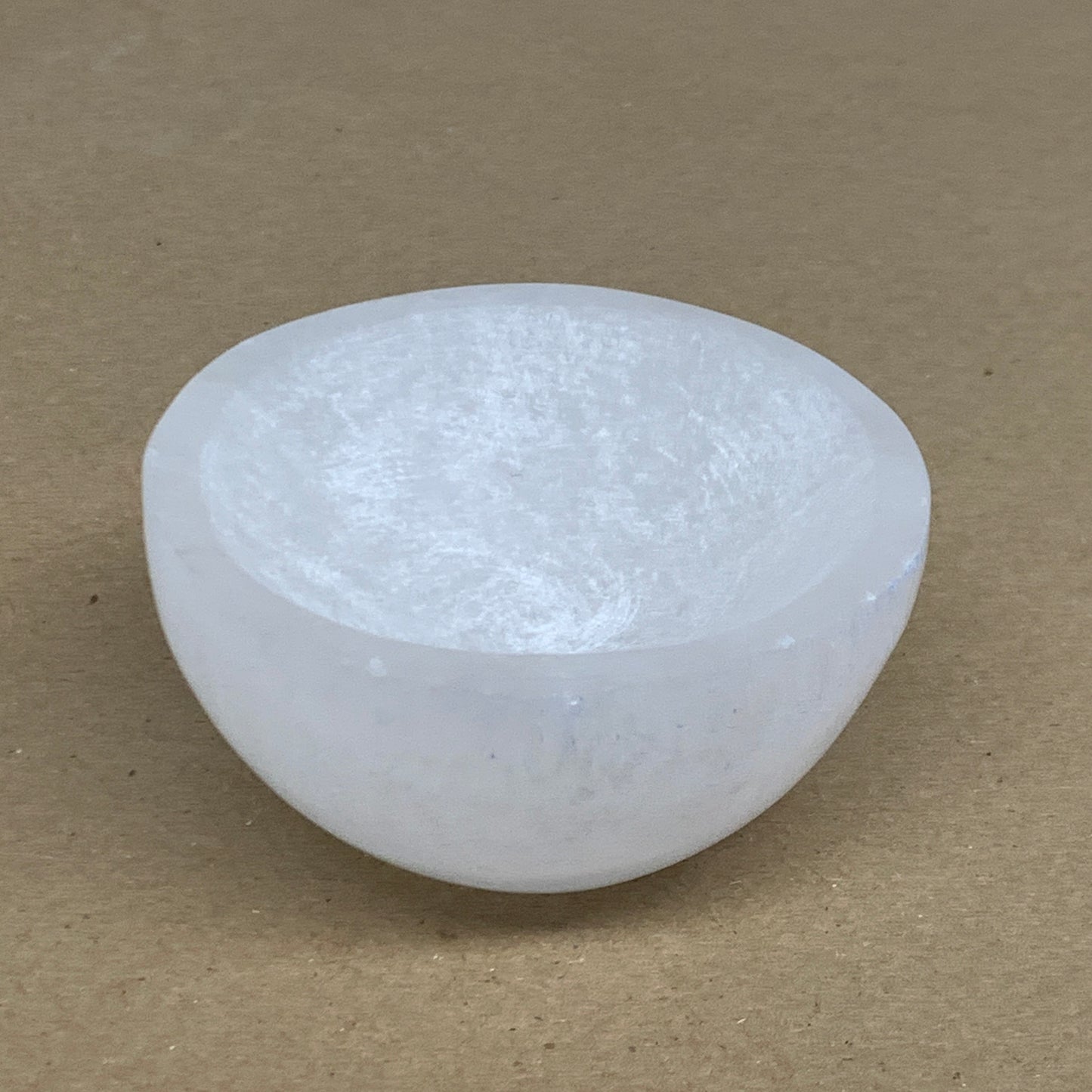 0.8 lbs, 3.3" Natural Round Selenite Bowl Crystals from Morocco, B35934