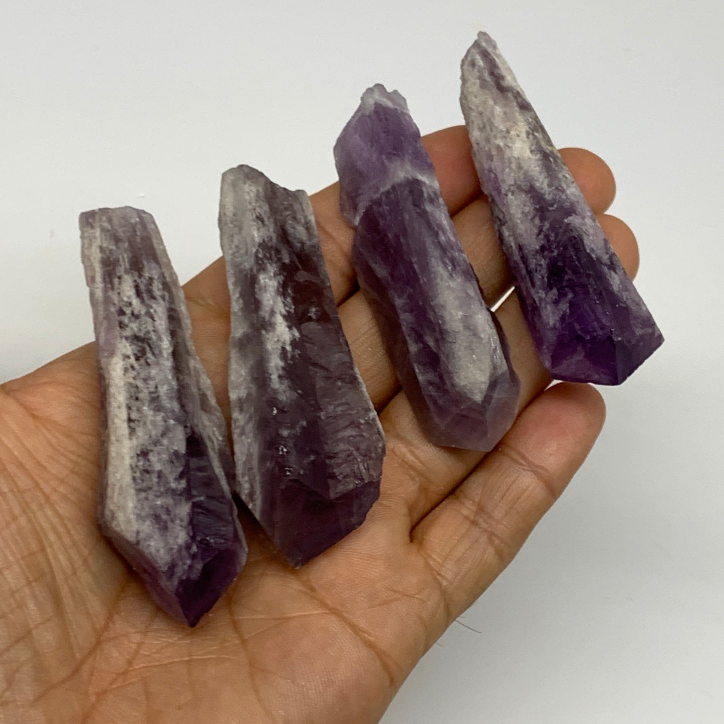 129.8g, 2.6" - 2.9", 4pcs, Amethyst Point Polished Rough lower part @Brazil, B28