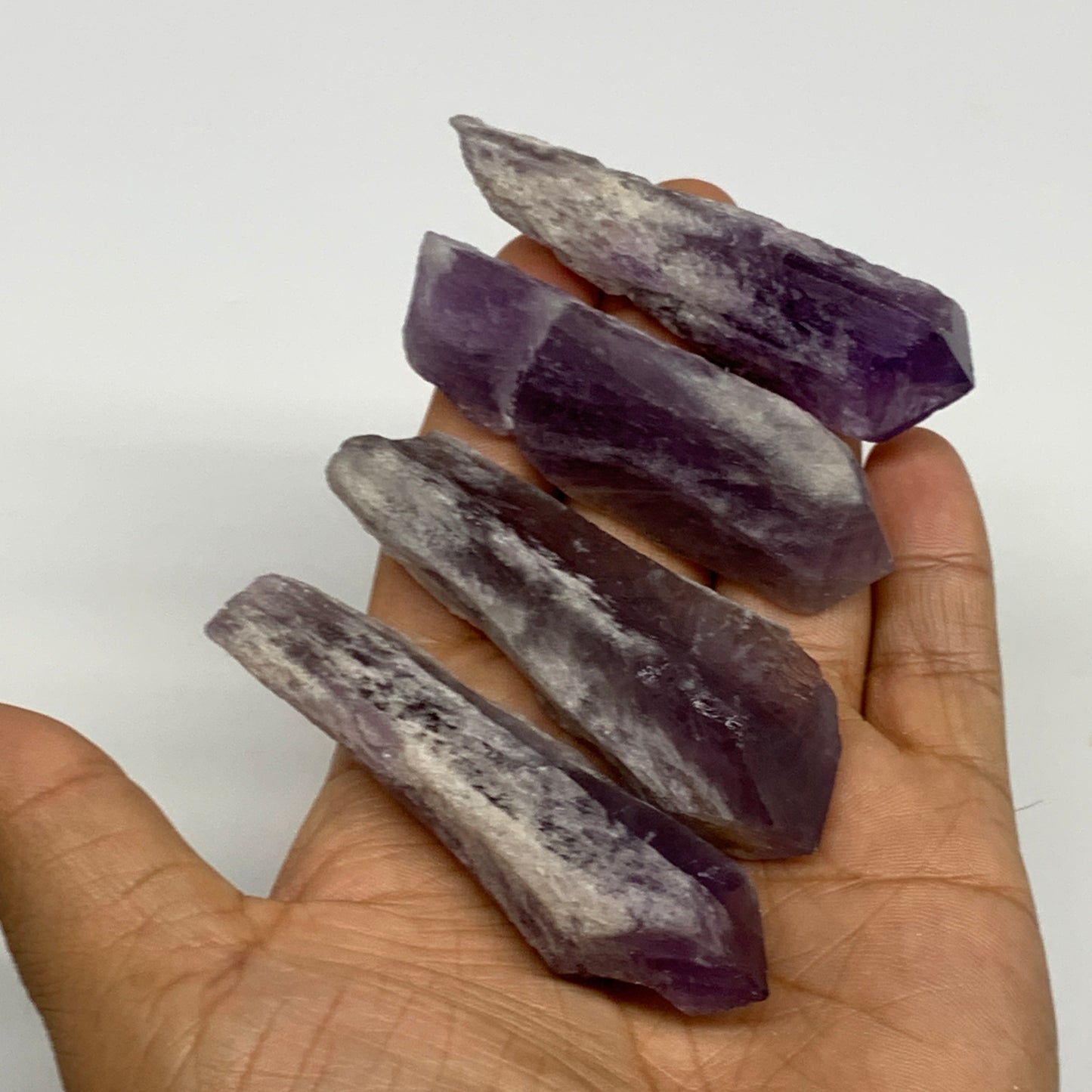 129.8g, 2.6" - 2.9", 4pcs, Amethyst Point Polished Rough lower part @Brazil, B28