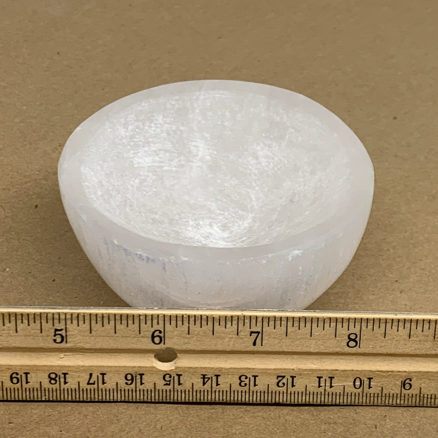 0.8 lbs, 3.3" Natural Round Selenite Bowl Crystals from Morocco, B35934