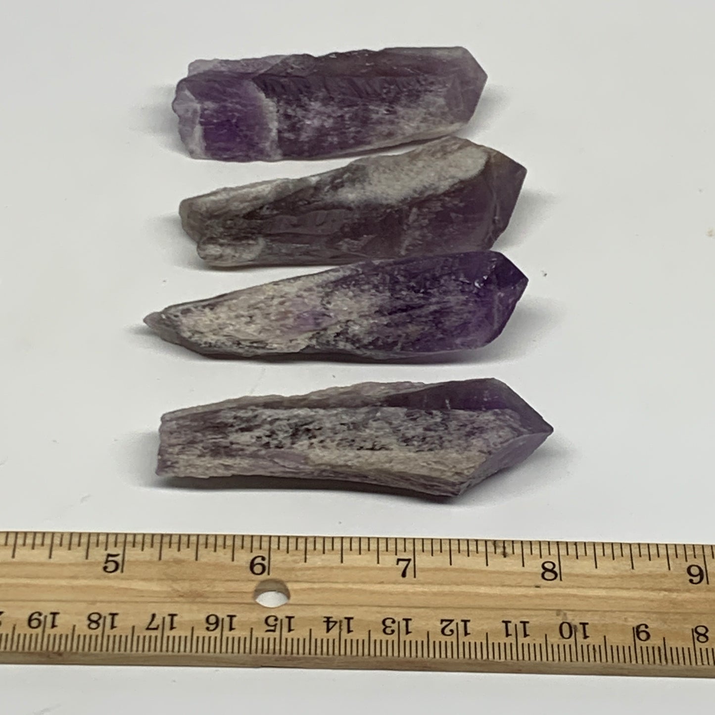 129.8g, 2.6" - 2.9", 4pcs, Amethyst Point Polished Rough lower part @Brazil, B28