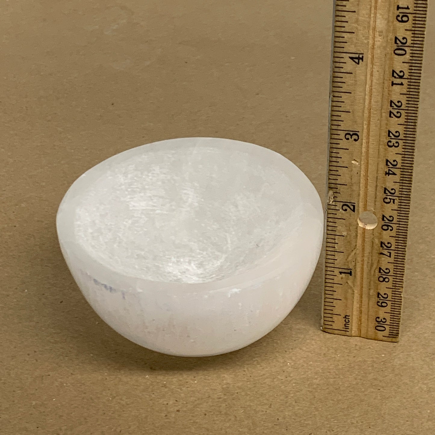 0.8 lbs, 3.3" Natural Round Selenite Bowl Crystals from Morocco, B35934