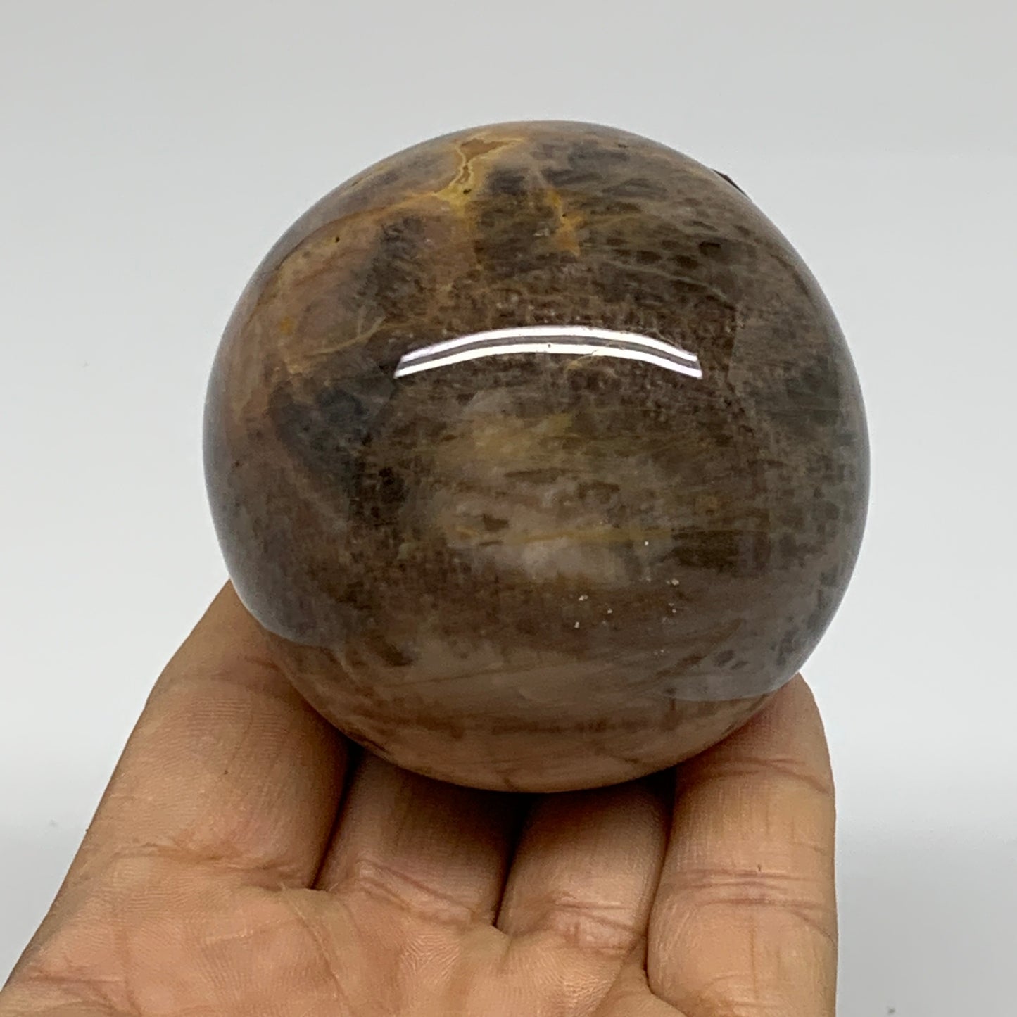 0.65 lbs, 2.3"(58mm), Black Moonstone Sphere Ball Gemstone Polished, B37528