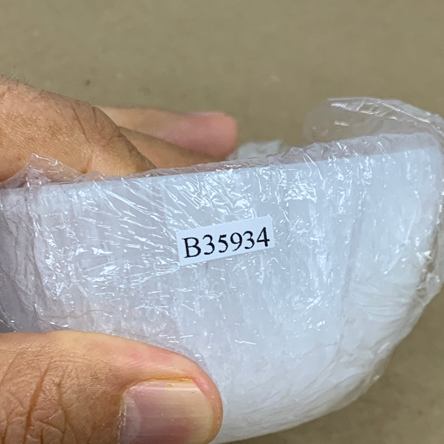 0.8 lbs, 3.3" Natural Round Selenite Bowl Crystals from Morocco, B35934