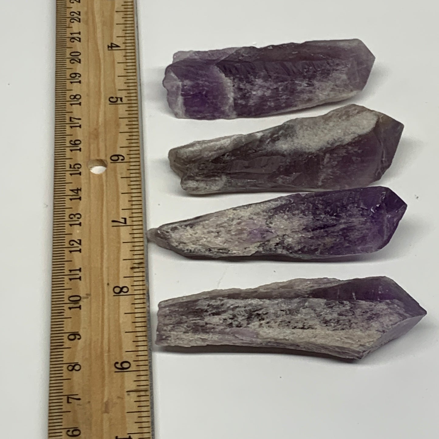 129.8g, 2.6" - 2.9", 4pcs, Amethyst Point Polished Rough lower part @Brazil, B28