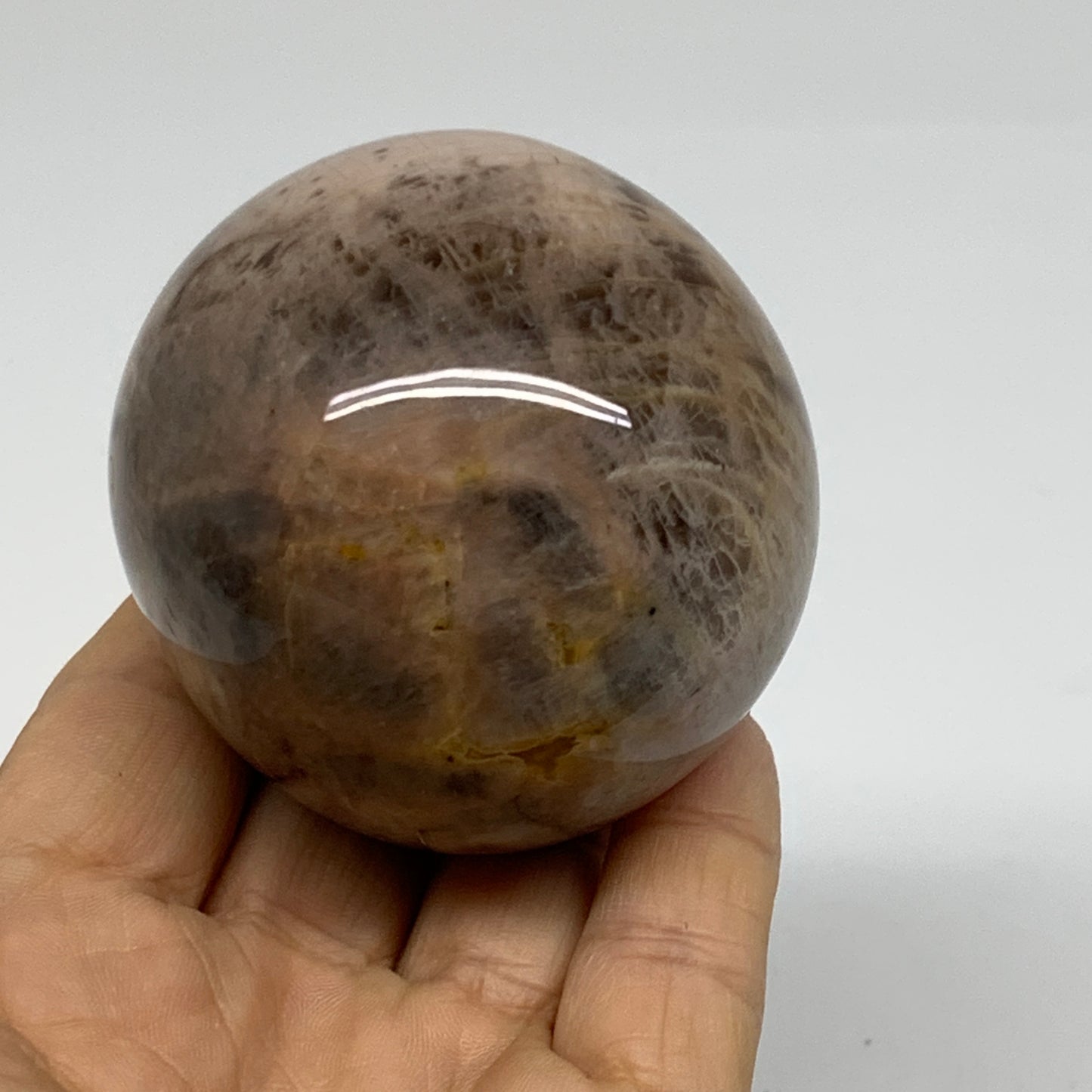 0.65 lbs, 2.3"(58mm), Black Moonstone Sphere Ball Gemstone Polished, B37528