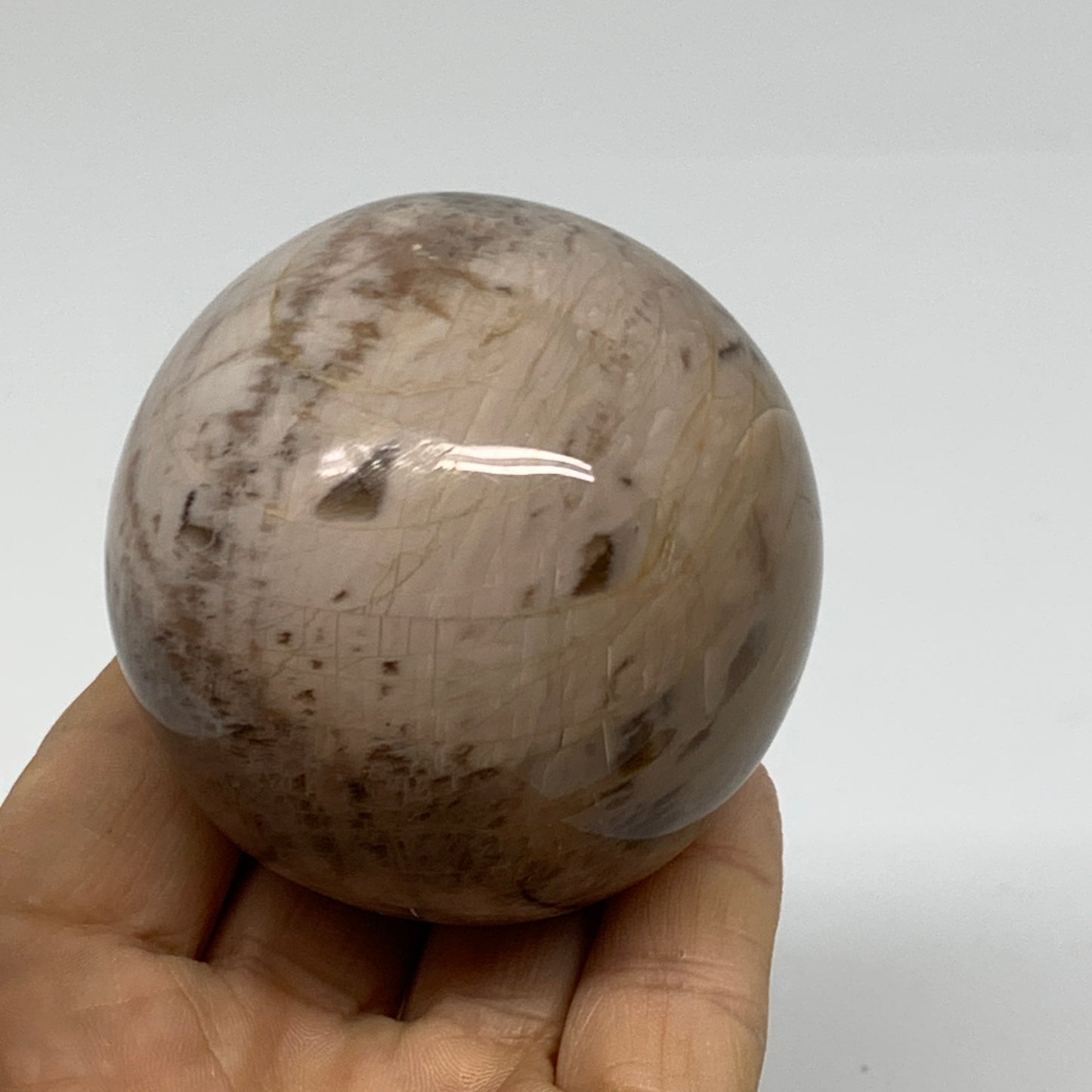 0.65 lbs, 2.3"(58mm), Black Moonstone Sphere Ball Gemstone Polished, B37528