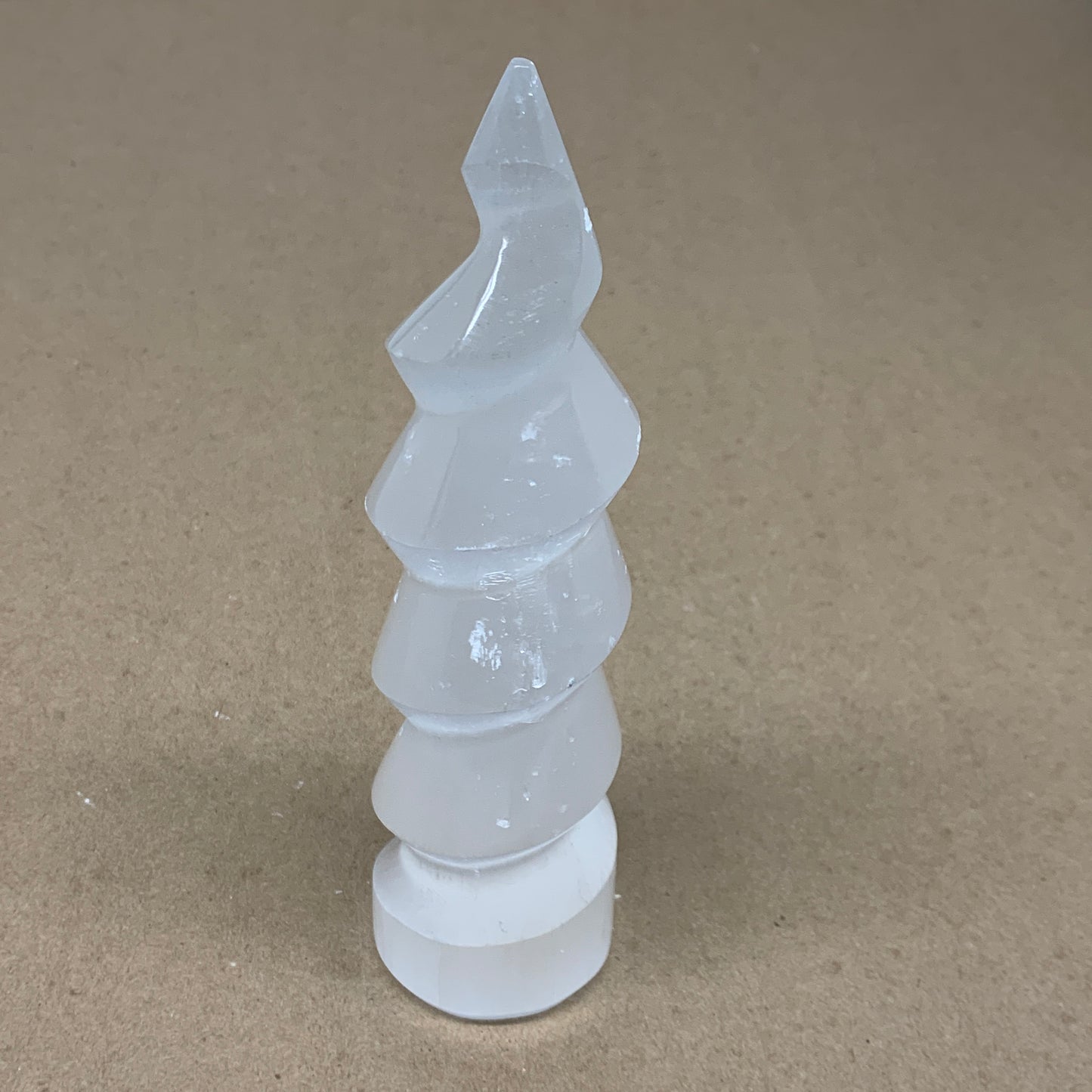 1 lbs.,7.25"x1.9", Selenite Spiral Crystal Tower Wand Point, B36608