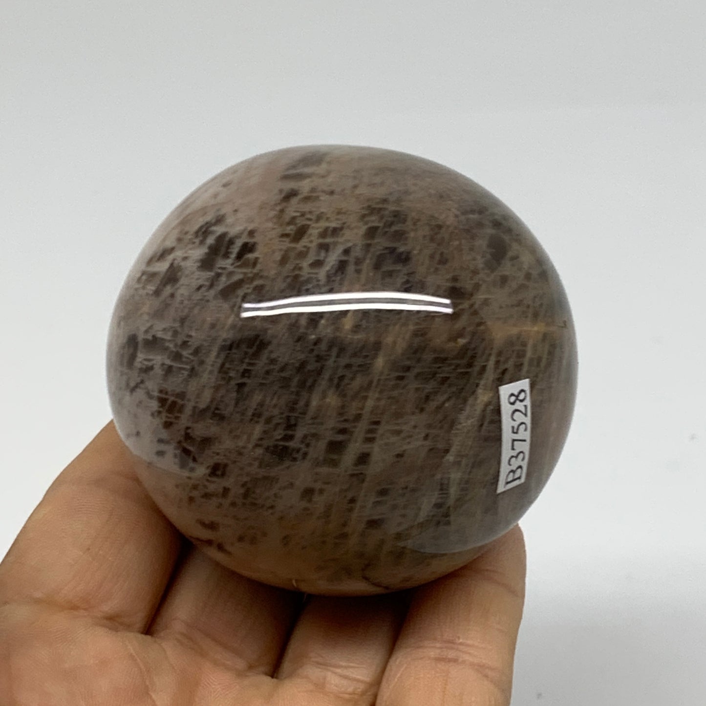 0.65 lbs, 2.3"(58mm), Black Moonstone Sphere Ball Gemstone Polished, B37528