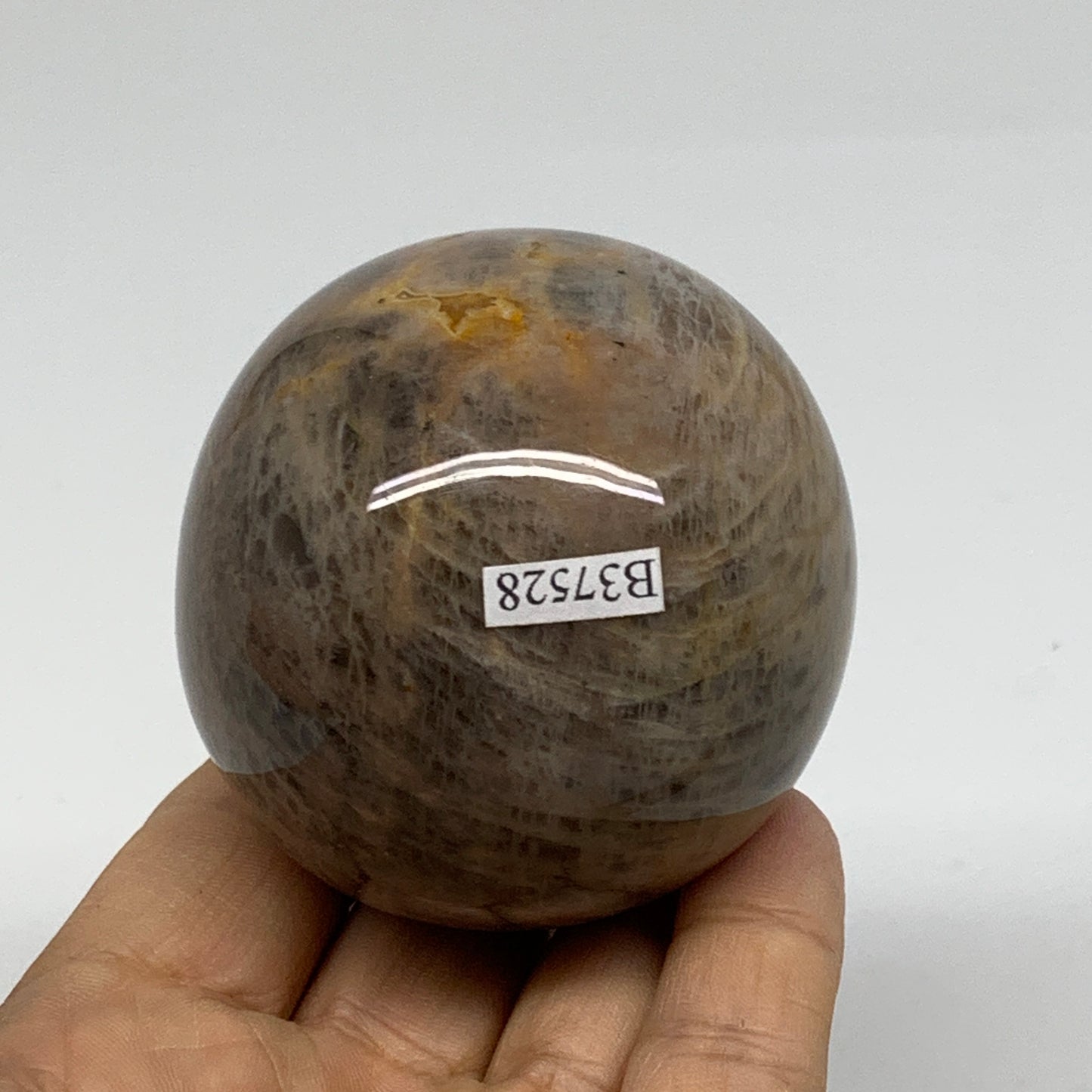 0.65 lbs, 2.3"(58mm), Black Moonstone Sphere Ball Gemstone Polished, B37528