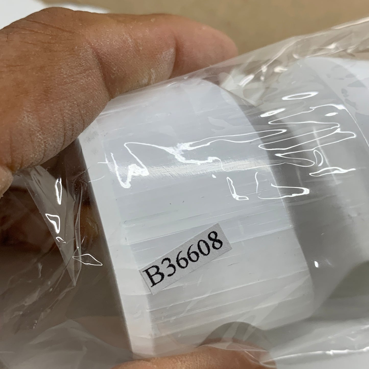 1 lbs.,7.25"x1.9", Selenite Spiral Crystal Tower Wand Point, B36608