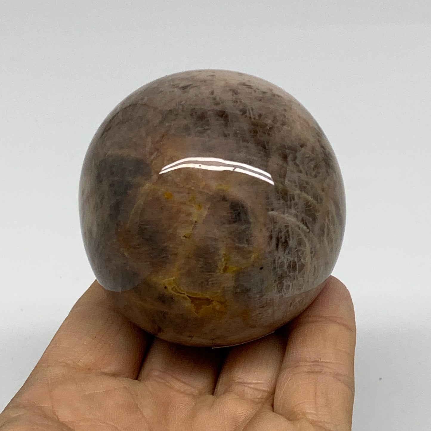 0.65 lbs, 2.3"(58mm), Black Moonstone Sphere Ball Gemstone Polished, B37528