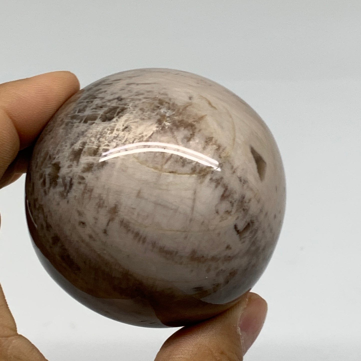 0.65 lbs, 2.3"(58mm), Black Moonstone Sphere Ball Gemstone Polished, B37528