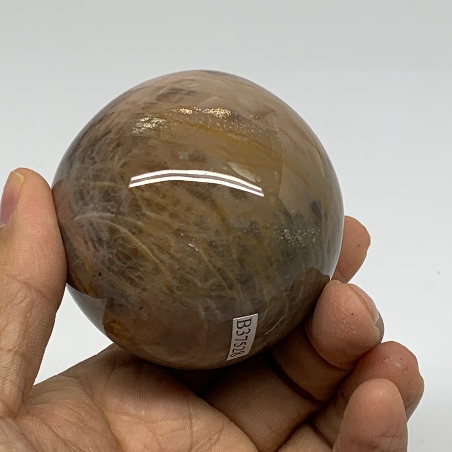 0.65 lbs, 2.3"(58mm), Black Moonstone Sphere Ball Gemstone Polished, B37528