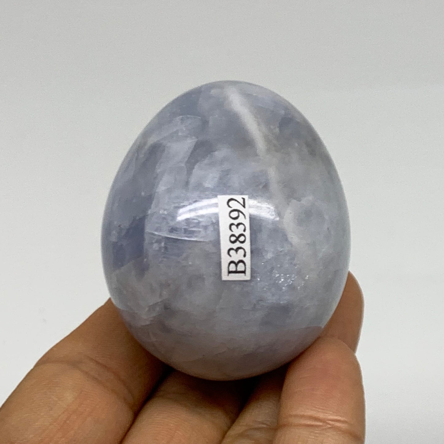 138.3g, 2.1"x1.7", Natural Blue Calcite Egg Polished Crystal @Madagascar, B38392