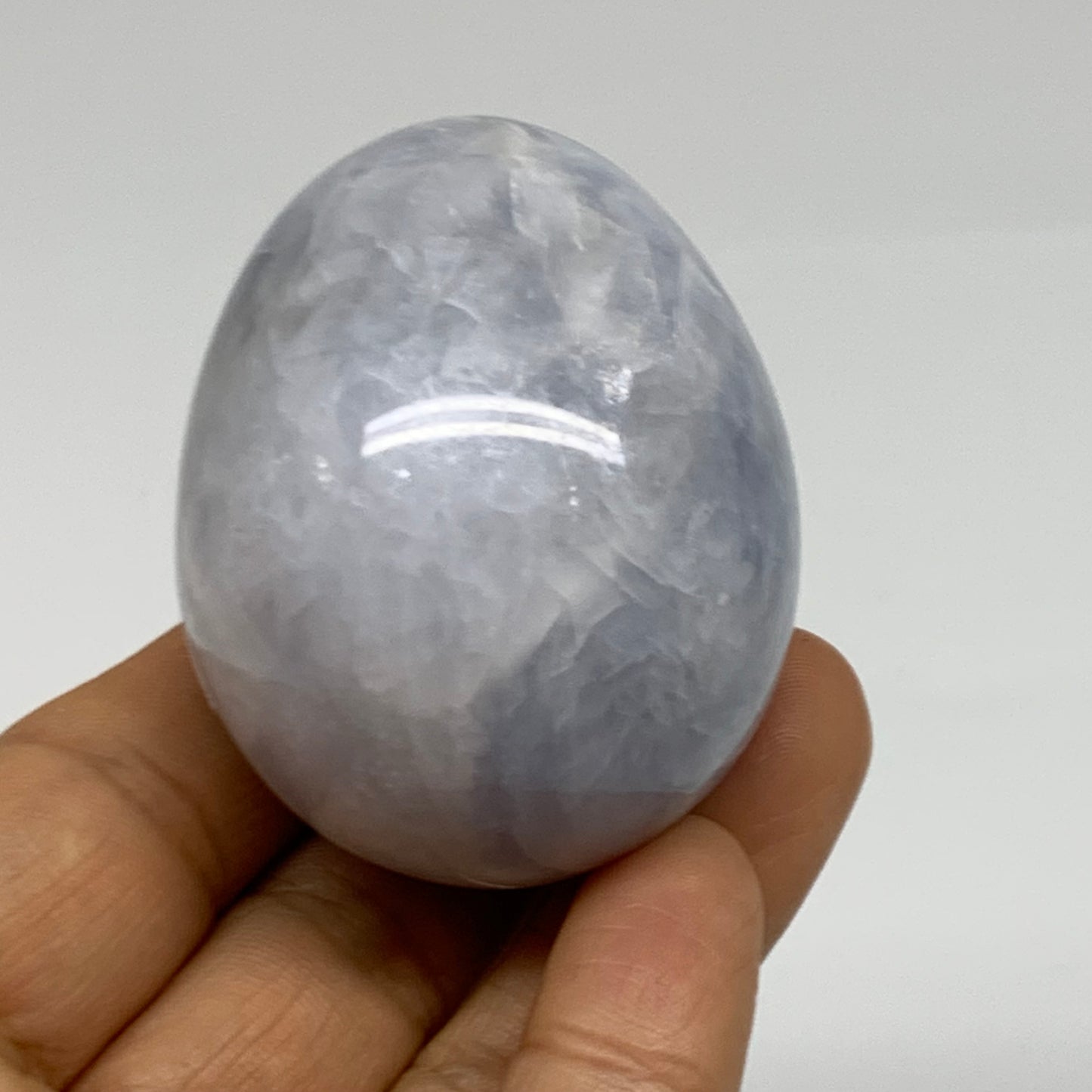 138.3g, 2.1"x1.7", Natural Blue Calcite Egg Polished Crystal @Madagascar, B38392