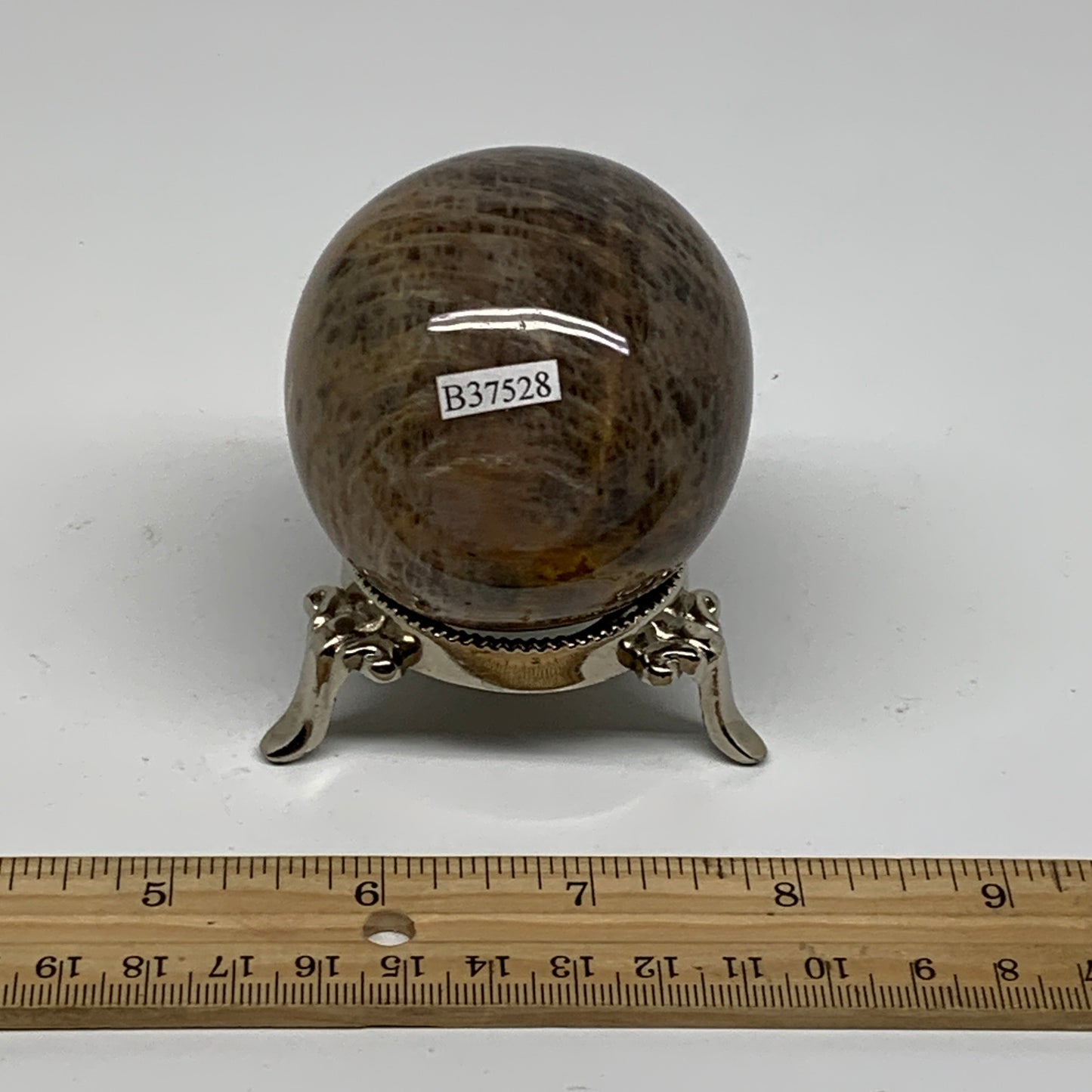 0.65 lbs, 2.3"(58mm), Black Moonstone Sphere Ball Gemstone Polished, B37528