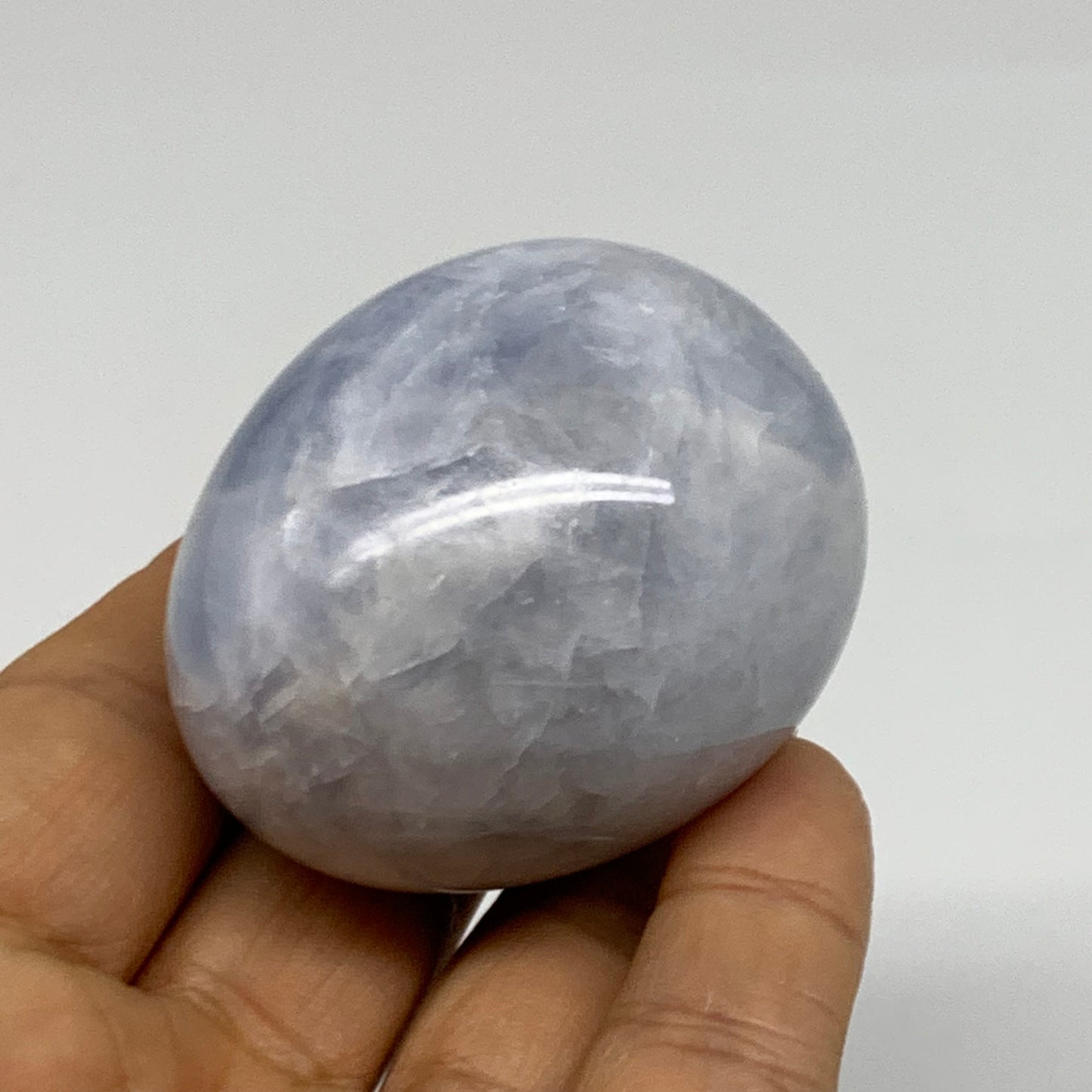 138.3g, 2.1"x1.7", Natural Blue Calcite Egg Polished Crystal @Madagascar, B38392