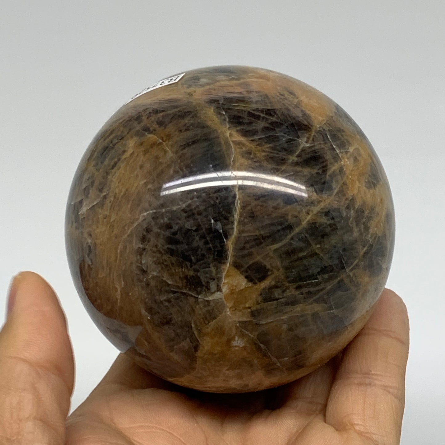 1.14 lbs, 2.9"(73mm), Black Moonstone Sphere Ball Gemstone Polished, B37529