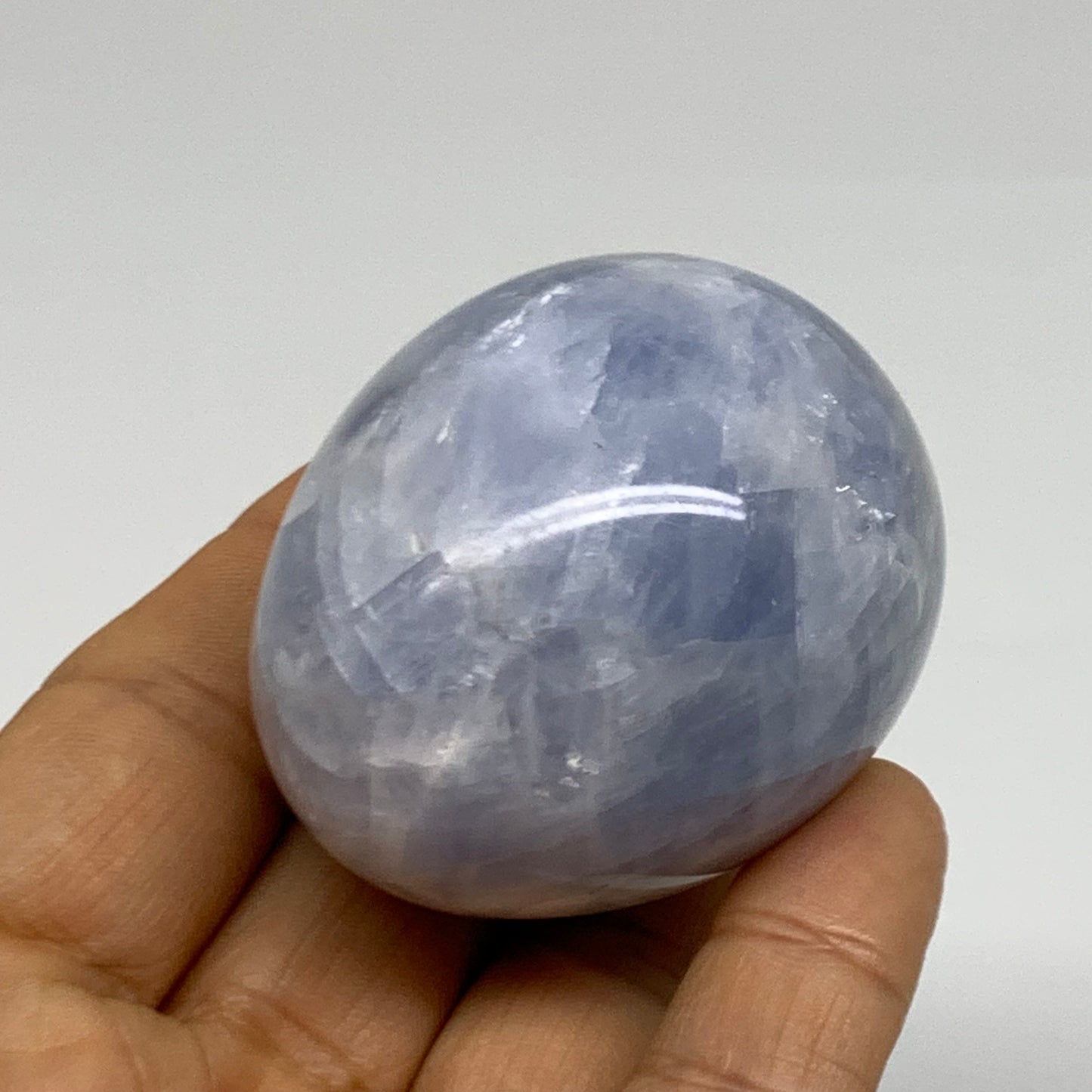 138.3g, 2.1"x1.7", Natural Blue Calcite Egg Polished Crystal @Madagascar, B38392