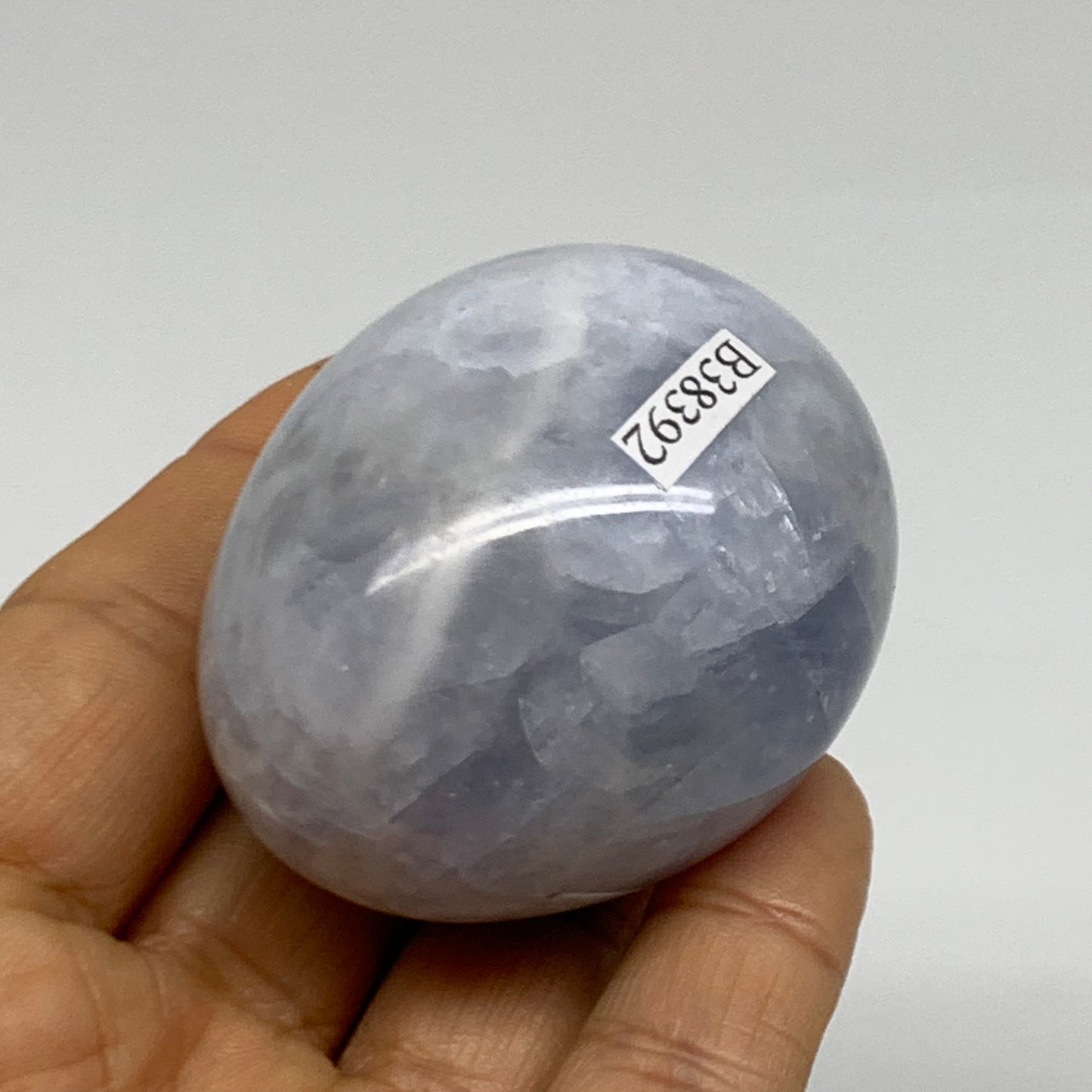 138.3g, 2.1"x1.7", Natural Blue Calcite Egg Polished Crystal @Madagascar, B38392