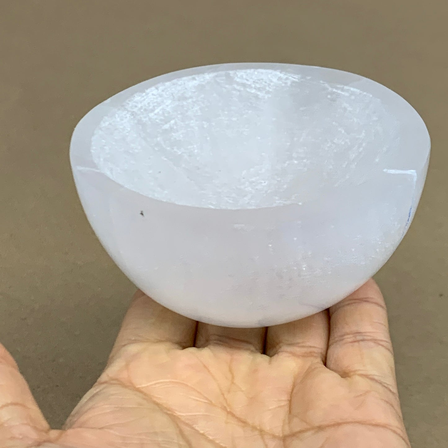 0.78 lbs, 3.5" Natural Round Selenite Bowl Crystals from Morocco, B35936