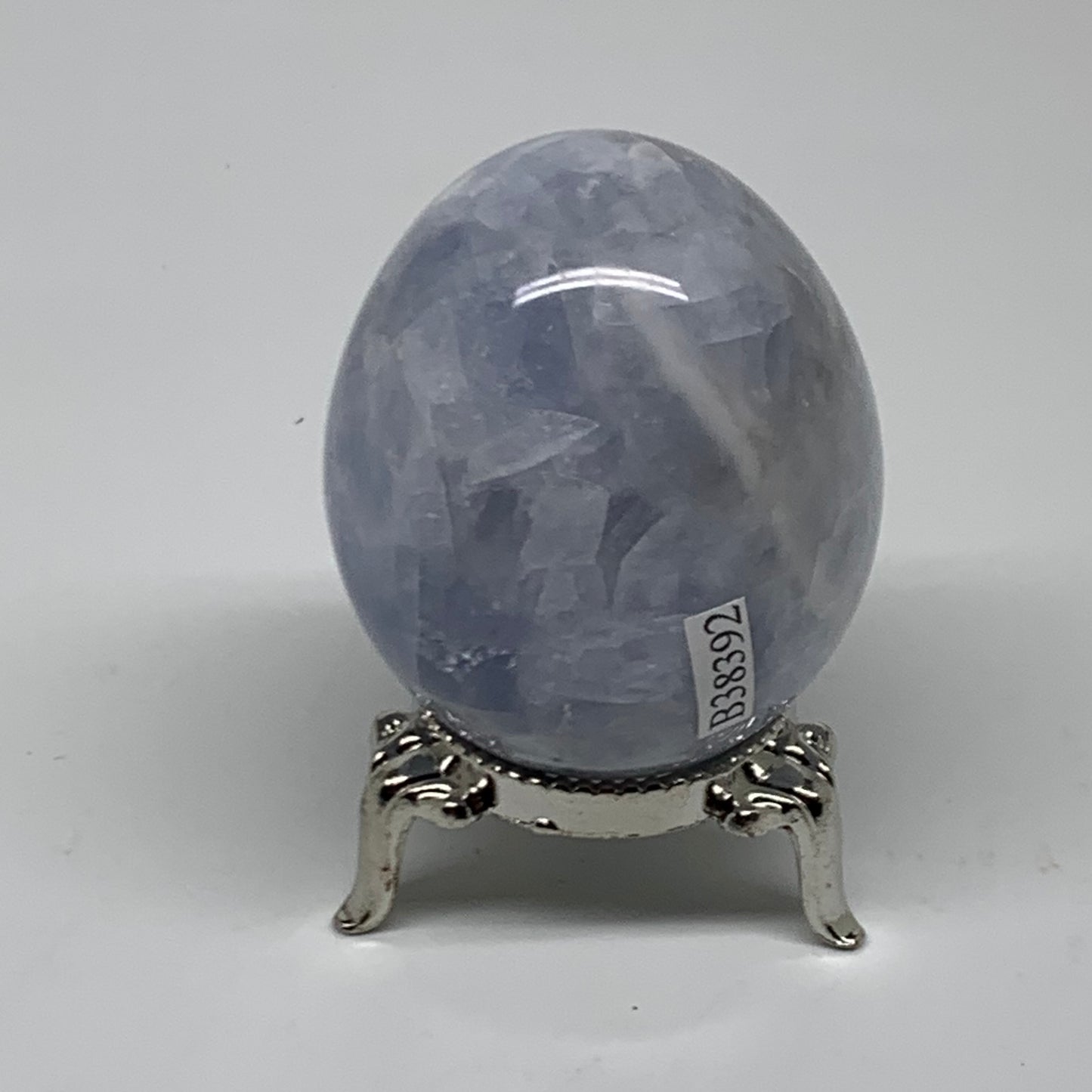 138.3g, 2.1"x1.7", Natural Blue Calcite Egg Polished Crystal @Madagascar, B38392