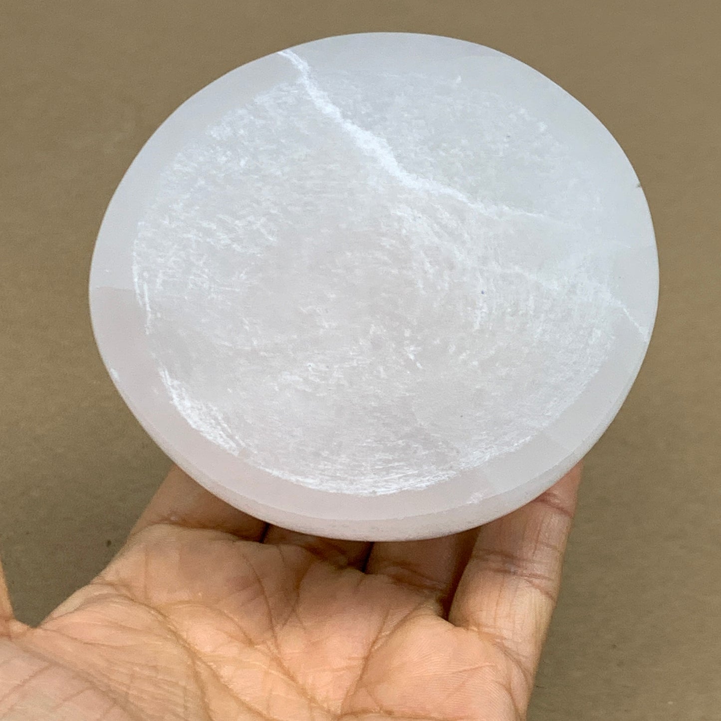0.78 lbs, 3.5" Natural Round Selenite Bowl Crystals from Morocco, B35936