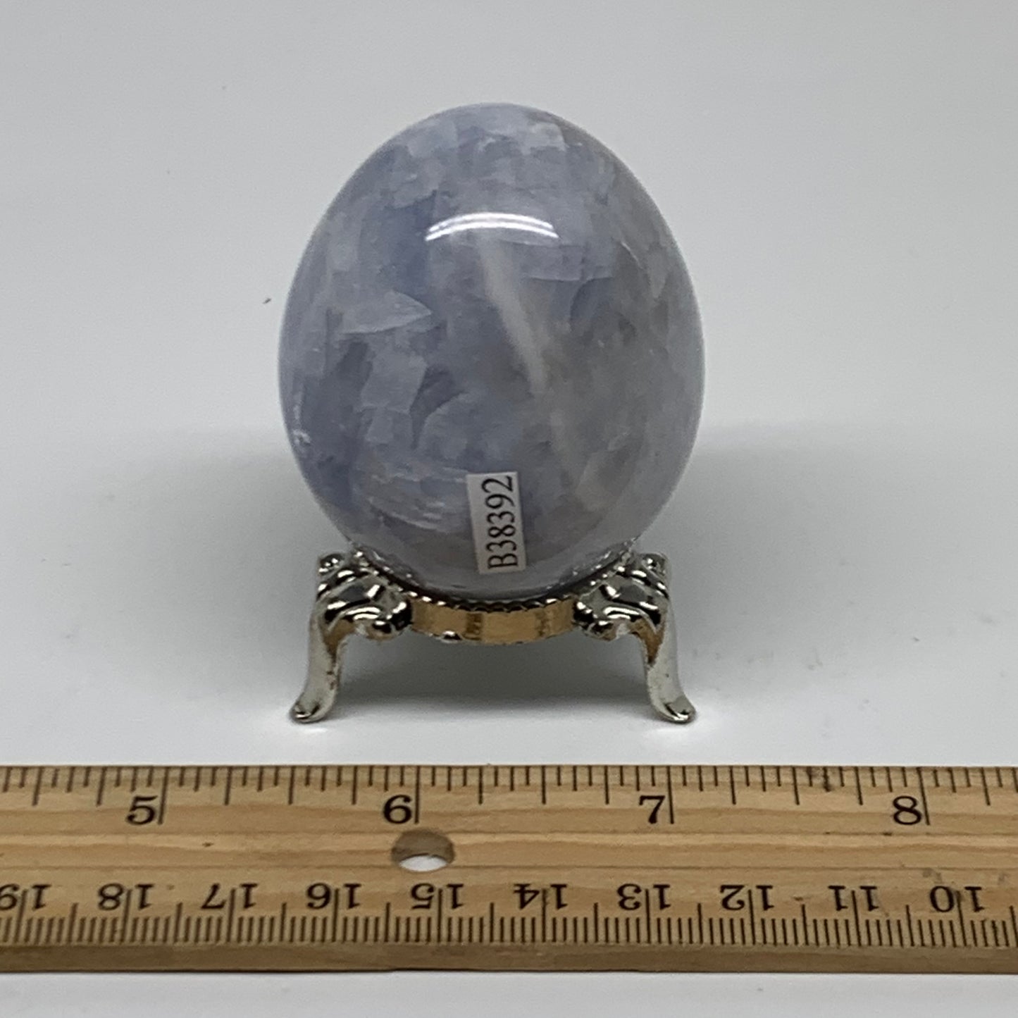 138.3g, 2.1"x1.7", Natural Blue Calcite Egg Polished Crystal @Madagascar, B38392