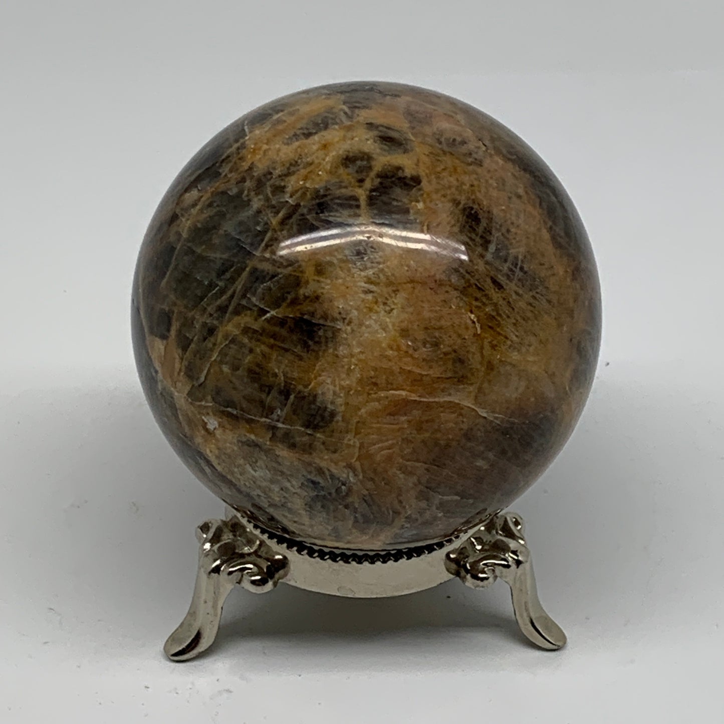 1.14 lbs, 2.9"(73mm), Black Moonstone Sphere Ball Gemstone Polished, B37529