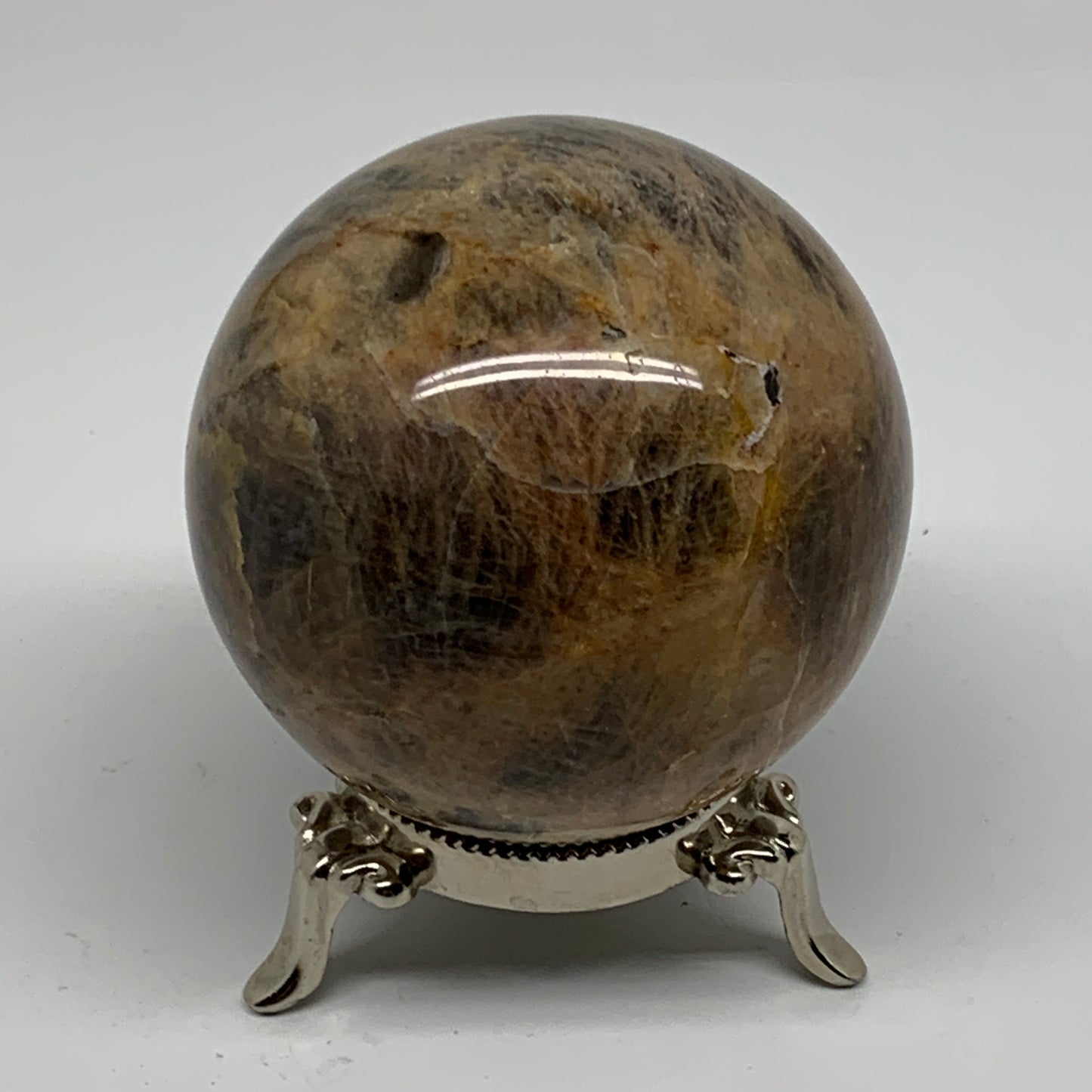 1.14 lbs, 2.9"(73mm), Black Moonstone Sphere Ball Gemstone Polished, B37529