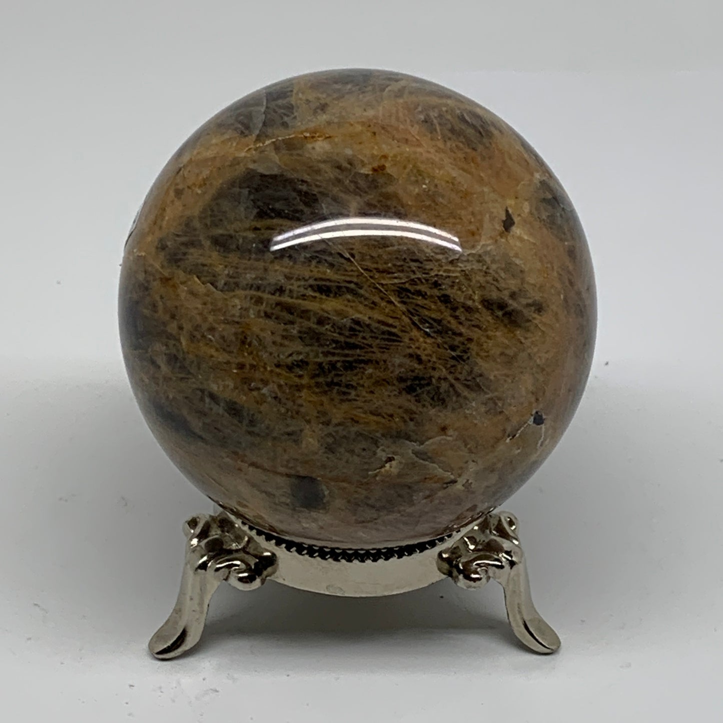 1.14 lbs, 2.9"(73mm), Black Moonstone Sphere Ball Gemstone Polished, B37529