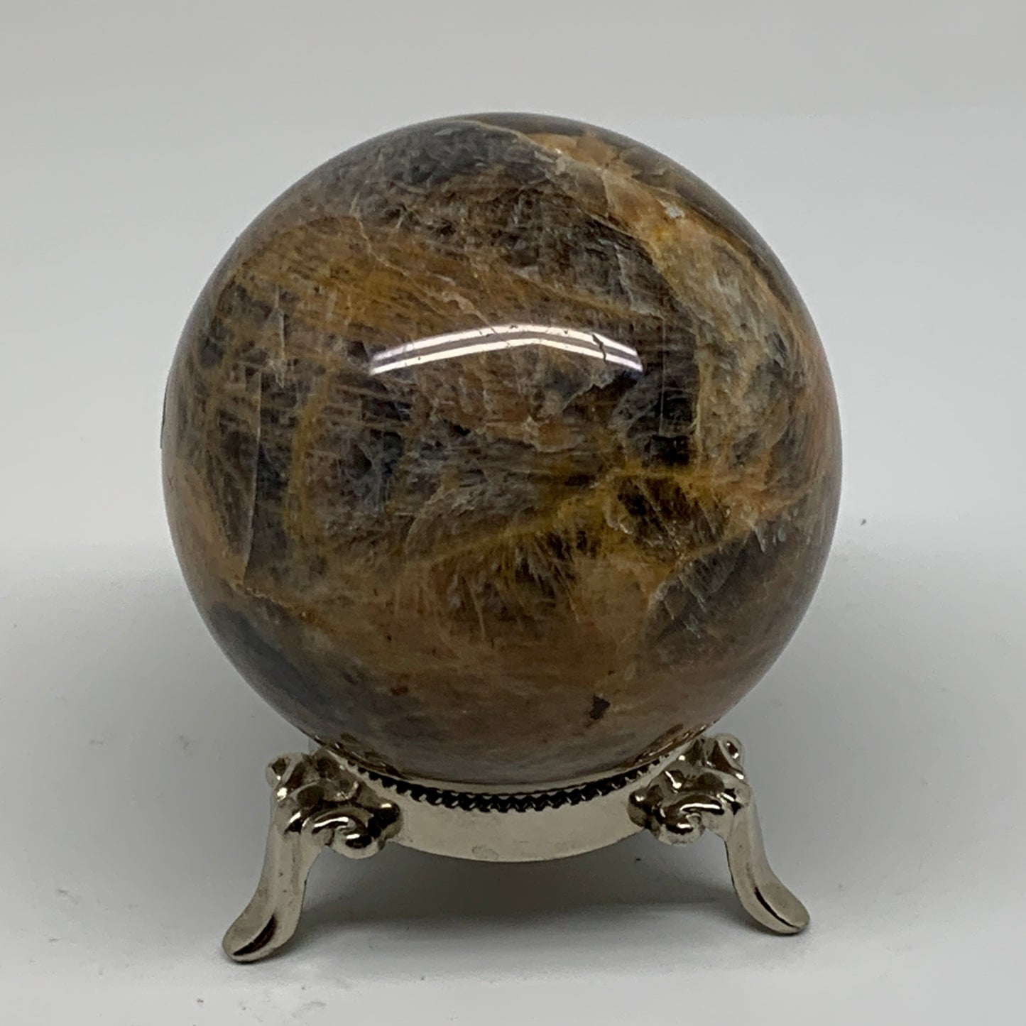 1.14 lbs, 2.9"(73mm), Black Moonstone Sphere Ball Gemstone Polished, B37529