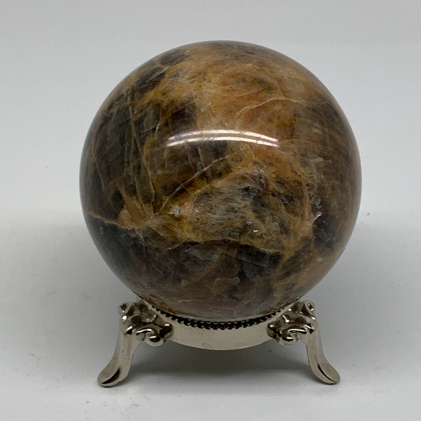 1.14 lbs, 2.9"(73mm), Black Moonstone Sphere Ball Gemstone Polished, B37529