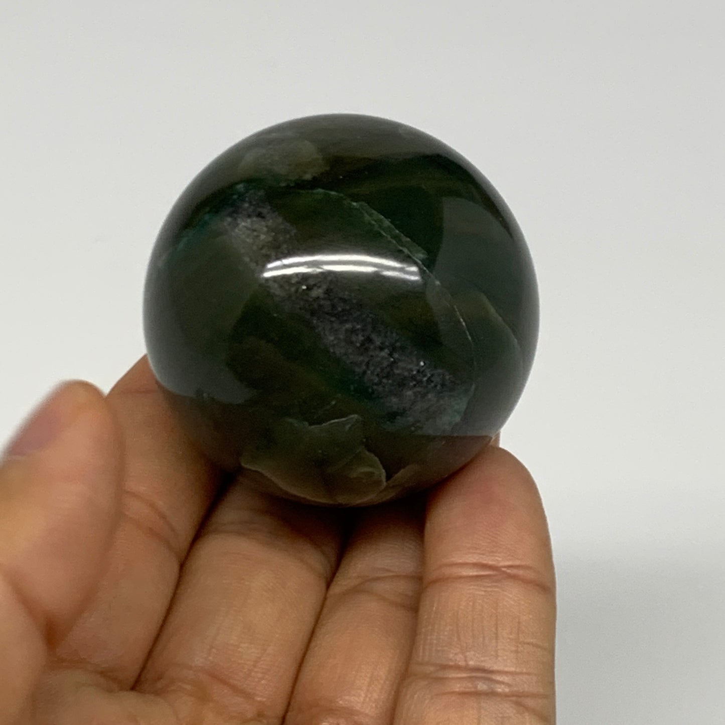 125.1g, 1.7"(44mm) Green Zade Stone Sphere Gemstone,Healing Crystal, B27166