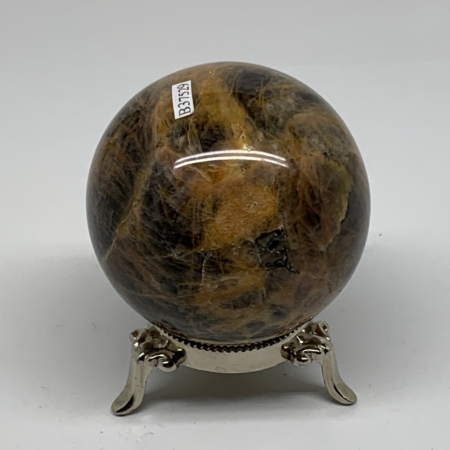 1.14 lbs, 2.9"(73mm), Black Moonstone Sphere Ball Gemstone Polished, B37529