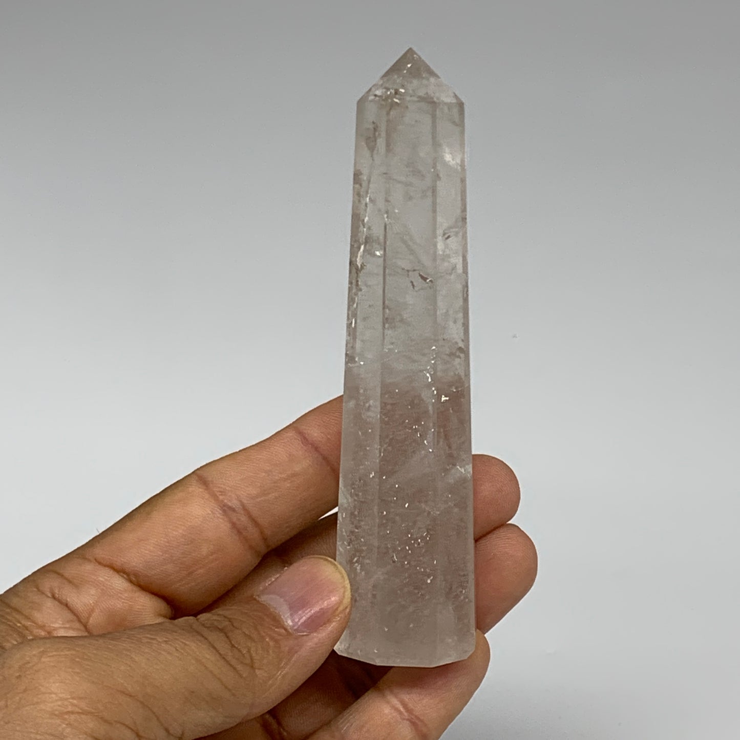 101.4g, 4.1"x1"x1", Natural Quartz Crystal Tower Point Obelisk @India, B31064