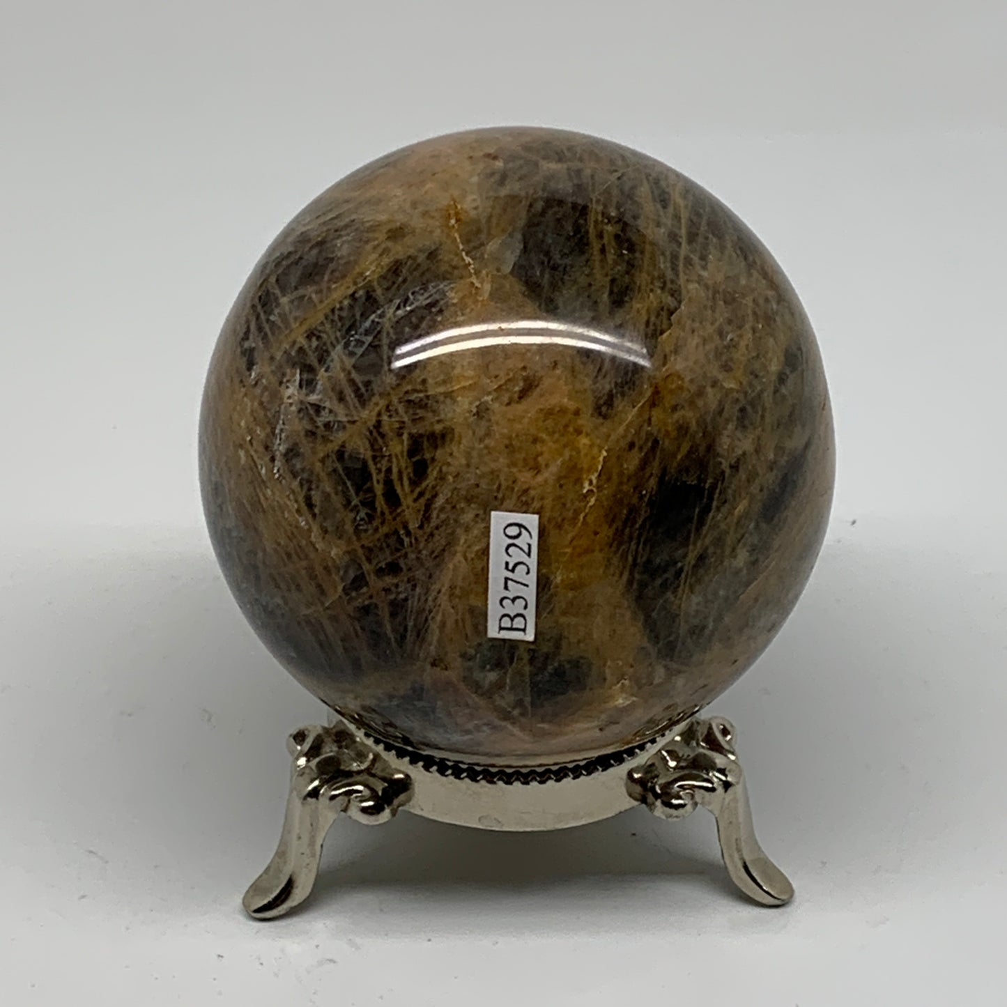 1.14 lbs, 2.9"(73mm), Black Moonstone Sphere Ball Gemstone Polished, B37529