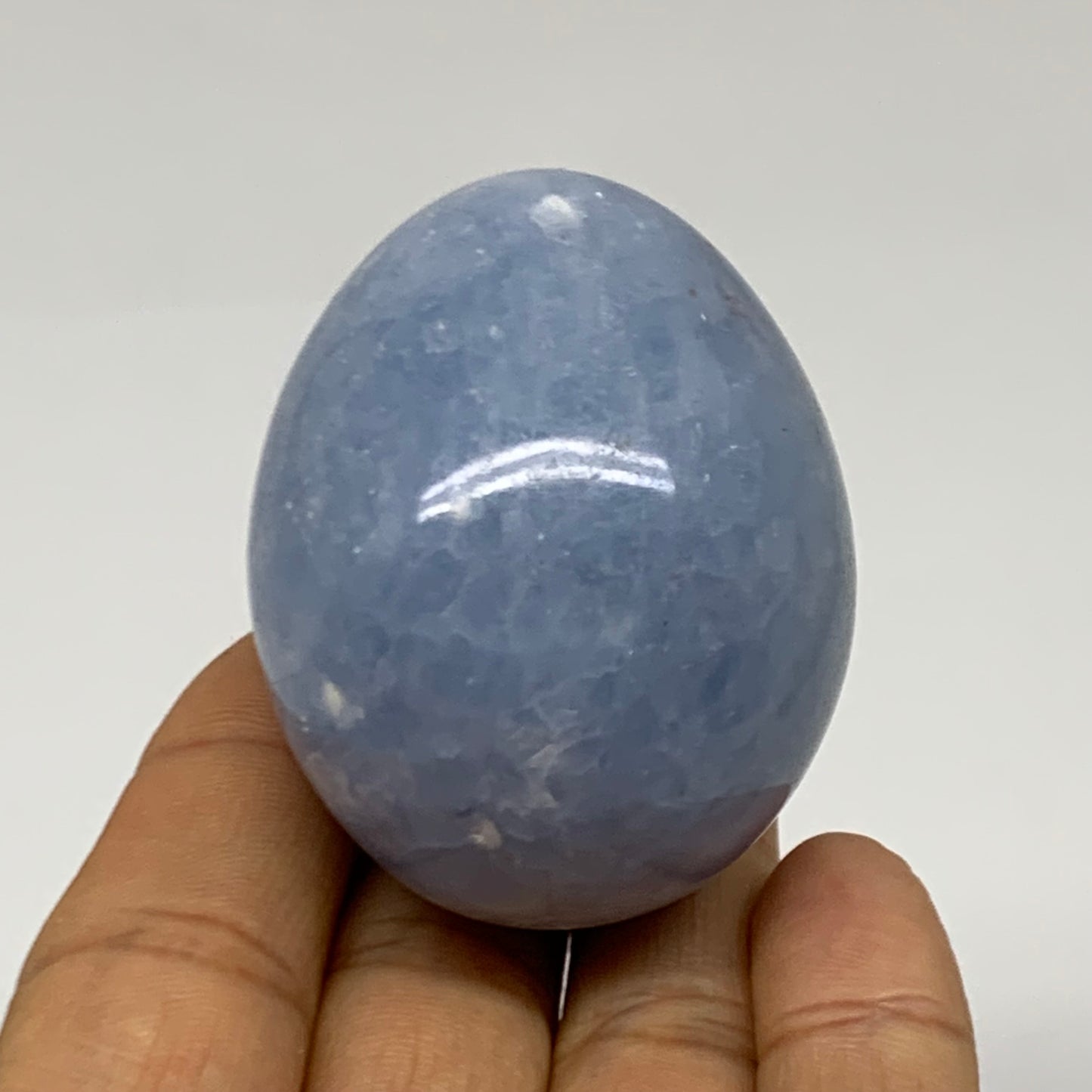 130g, 2.1"x1.7", Natural Blue Calcite Egg Polished Crystal @Madagascar, B38393