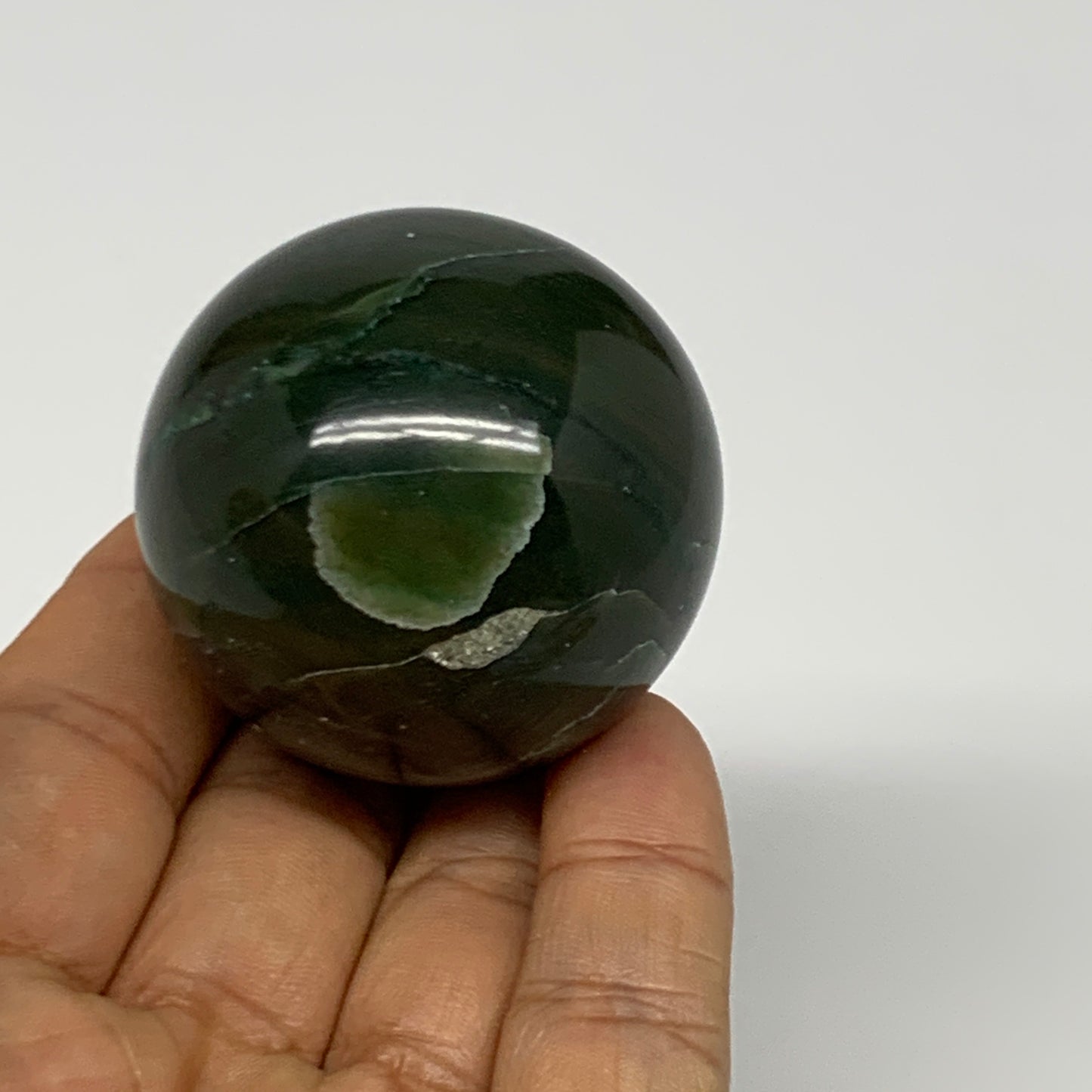 125.1g, 1.7"(44mm) Green Zade Stone Sphere Gemstone,Healing Crystal, B27166