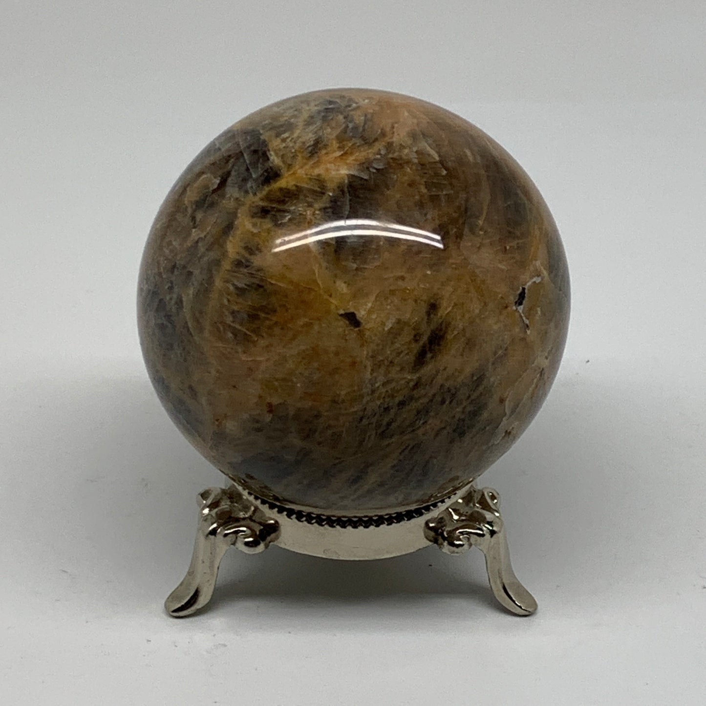 1.14 lbs, 2.9"(73mm), Black Moonstone Sphere Ball Gemstone Polished, B37529