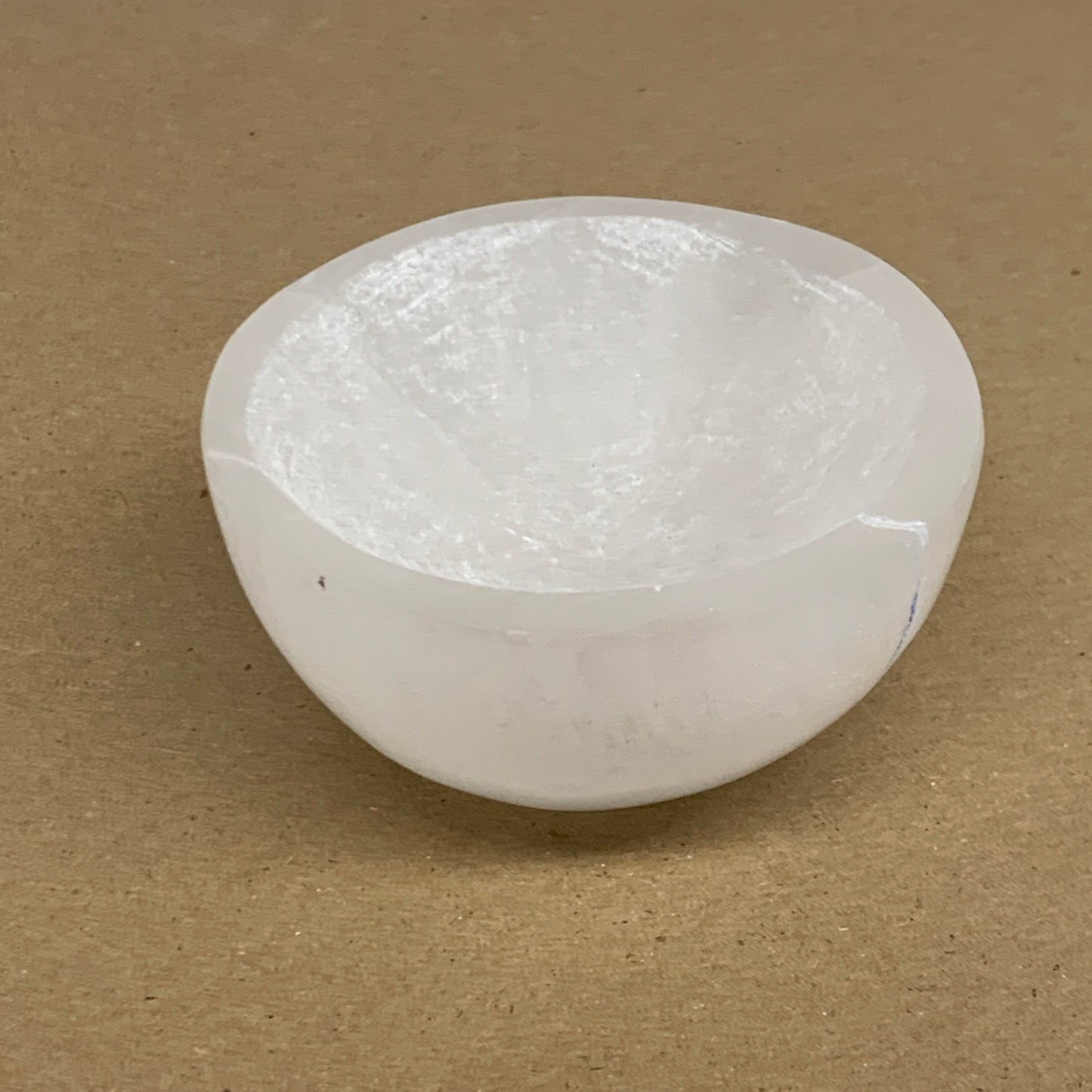 0.78 lbs, 3.5" Natural Round Selenite Bowl Crystals from Morocco, B35936