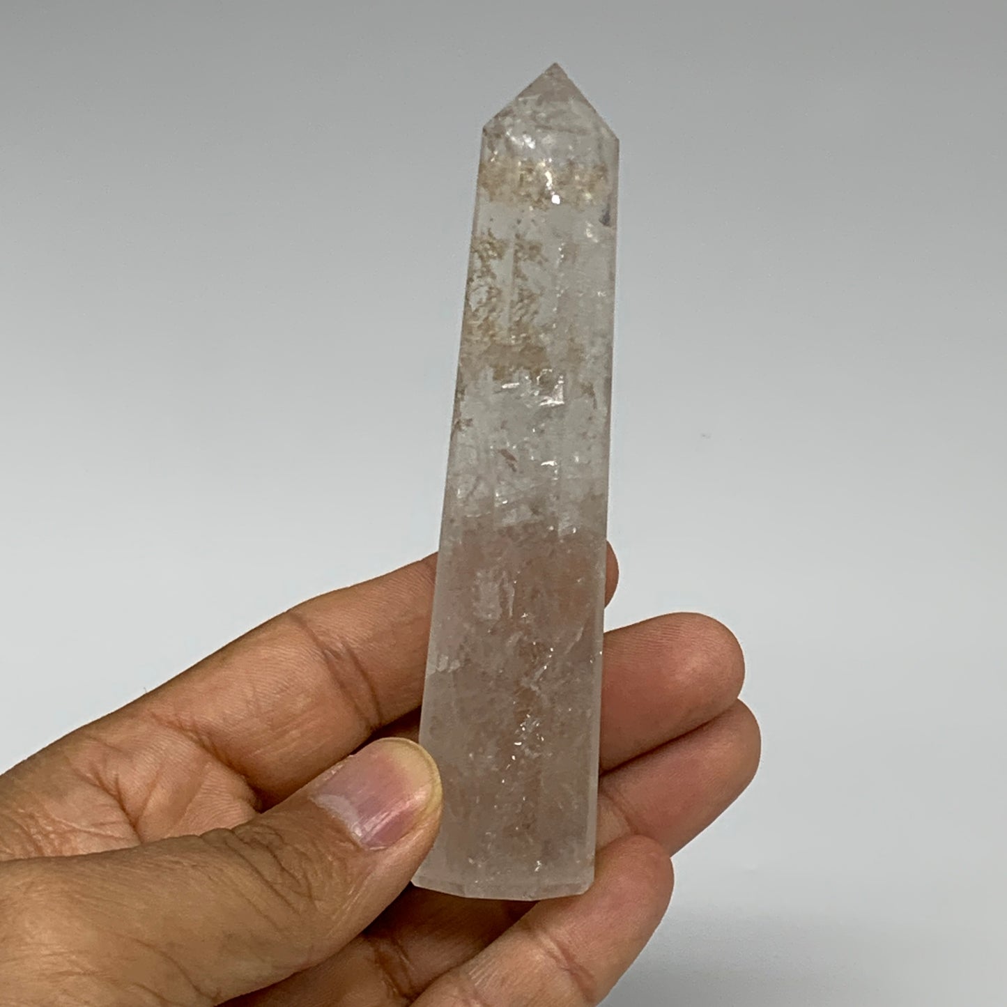 101.4g, 4.1"x1"x1", Natural Quartz Crystal Tower Point Obelisk @India, B31064