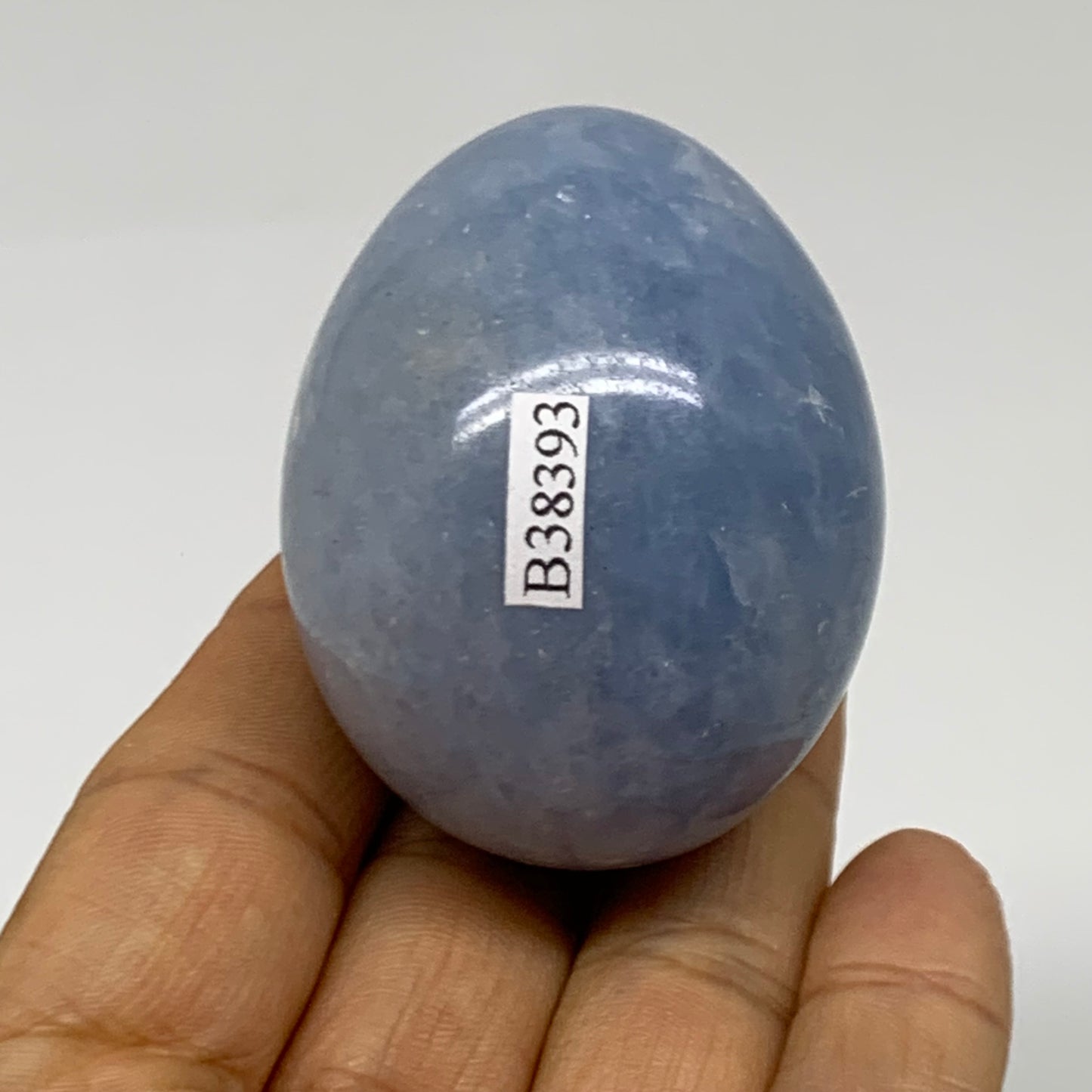 130g, 2.1"x1.7", Natural Blue Calcite Egg Polished Crystal @Madagascar, B38393