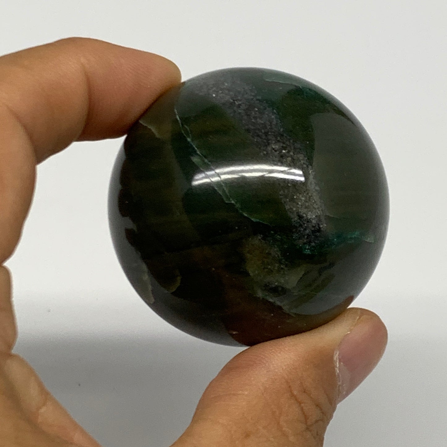 125.1g, 1.7"(44mm) Green Zade Stone Sphere Gemstone,Healing Crystal, B27166