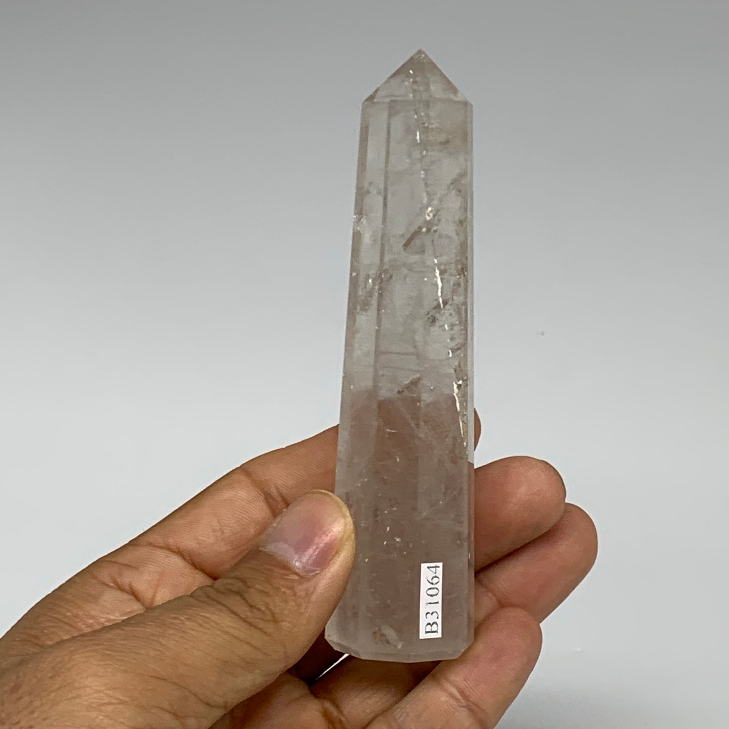101.4g, 4.1"x1"x1", Natural Quartz Crystal Tower Point Obelisk @India, B31064