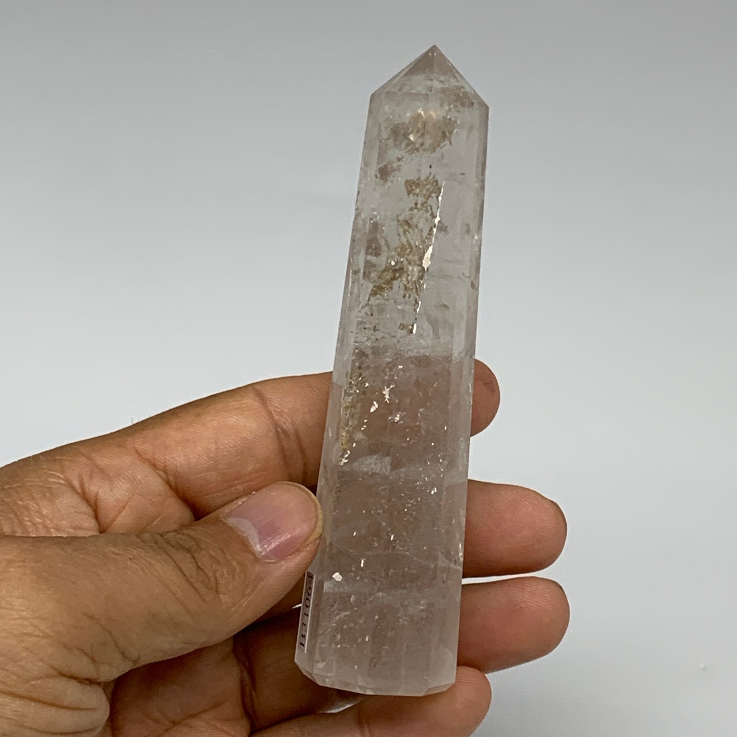 101.4g, 4.1"x1"x1", Natural Quartz Crystal Tower Point Obelisk @India, B31064